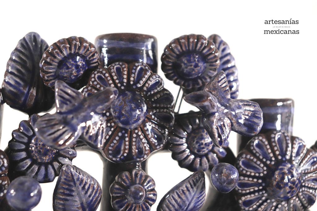 Tree of Life Medium Blue - 3 Candles - 14.5 in. Montoya