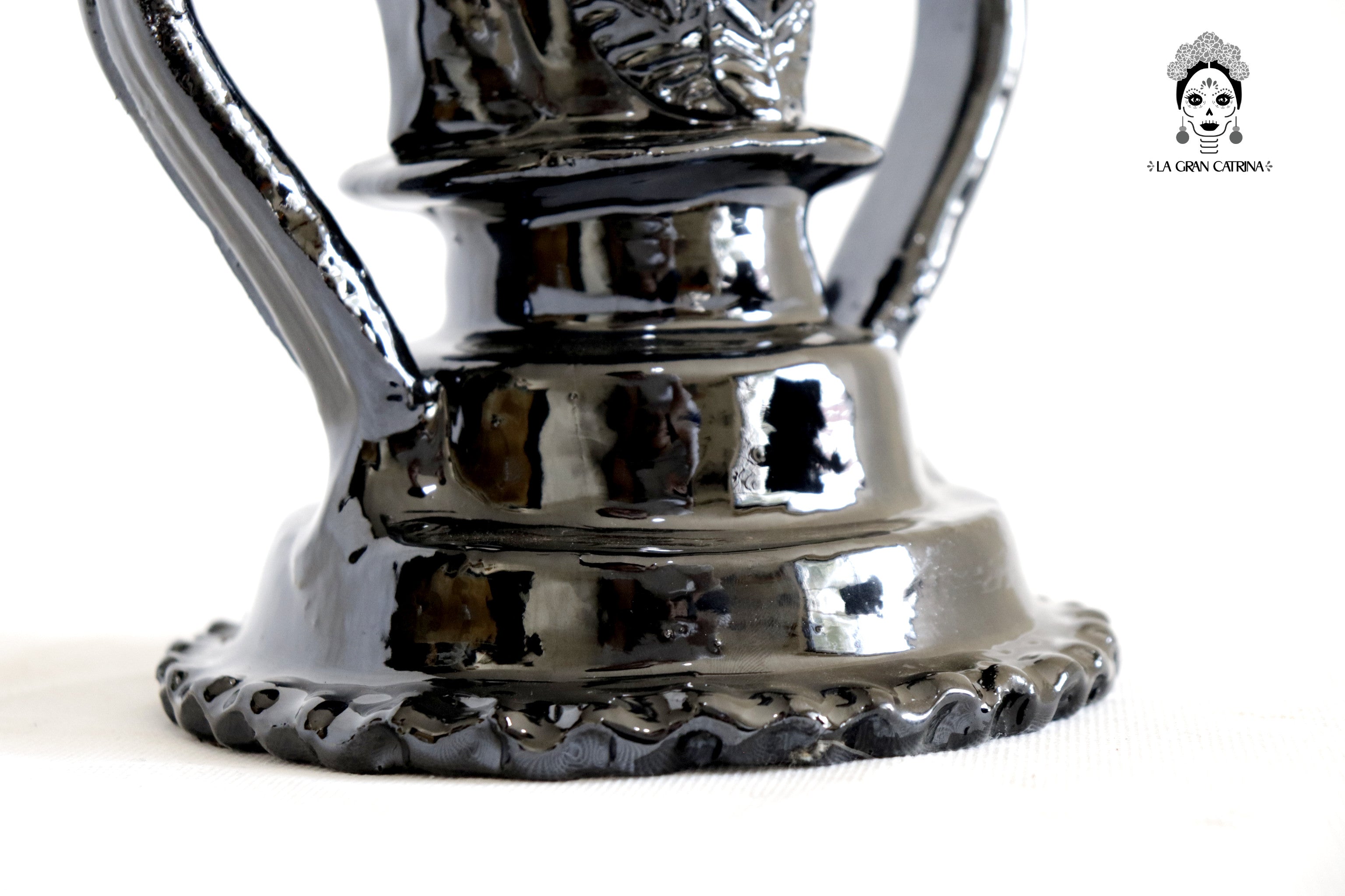 Candleholder black of 1 candle - Glazed Clay - 15 in. David Hdz SFL