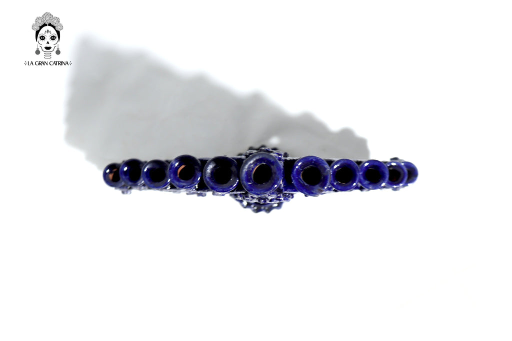 Candleholder Triangular Blue 11-Candle - Glazed Clay - 20 in. Tereri