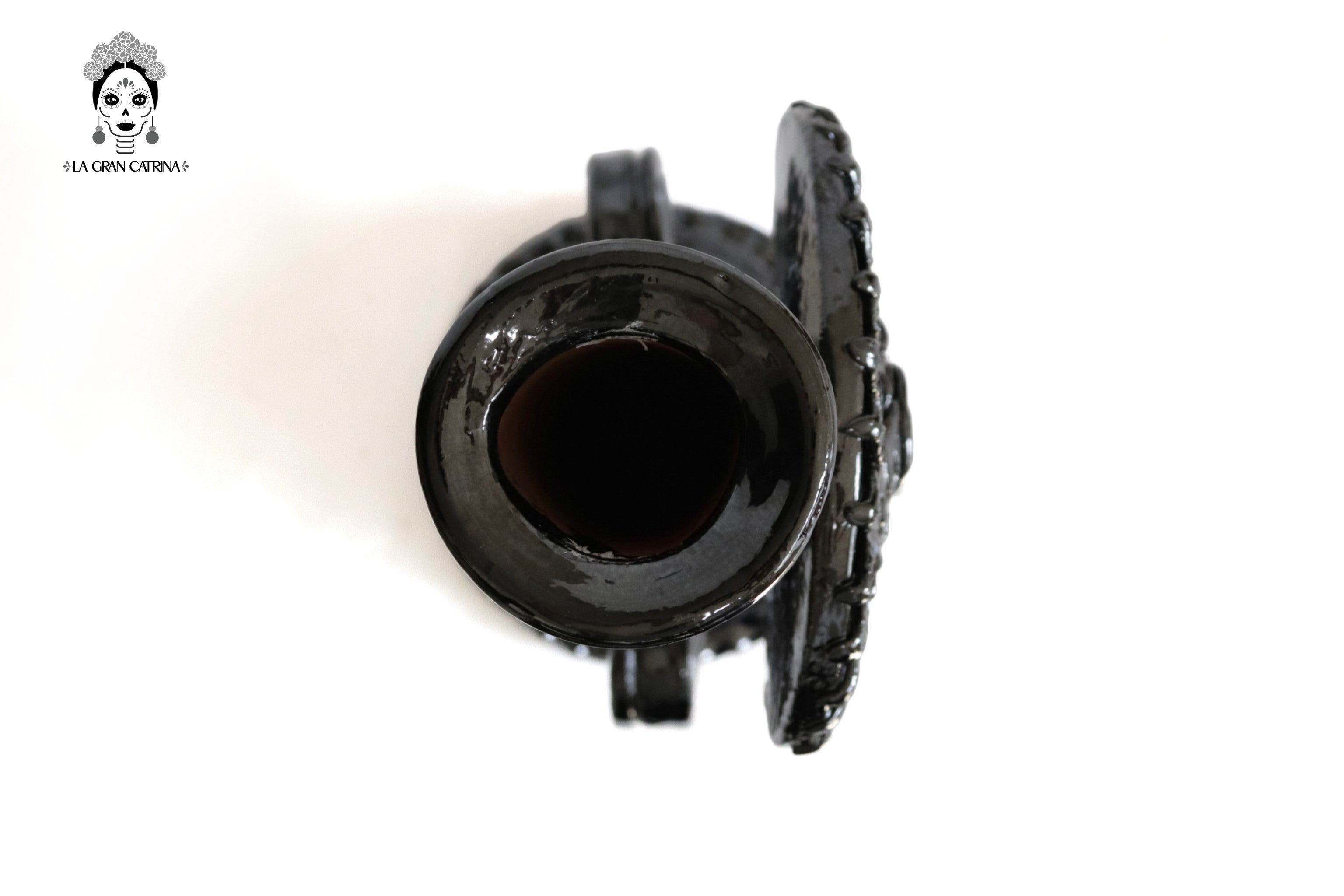 Candleholder black of 1 candle - Glazed Clay - 15 in. David Hdz SFL