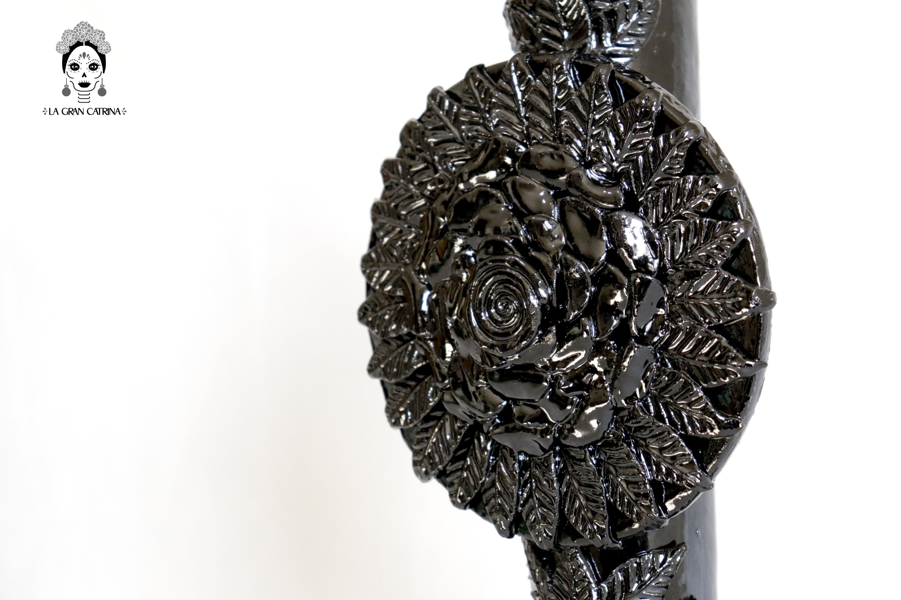 Candleholder black of 1 candle - Glazed Clay - 15 in. David Hdz SFL