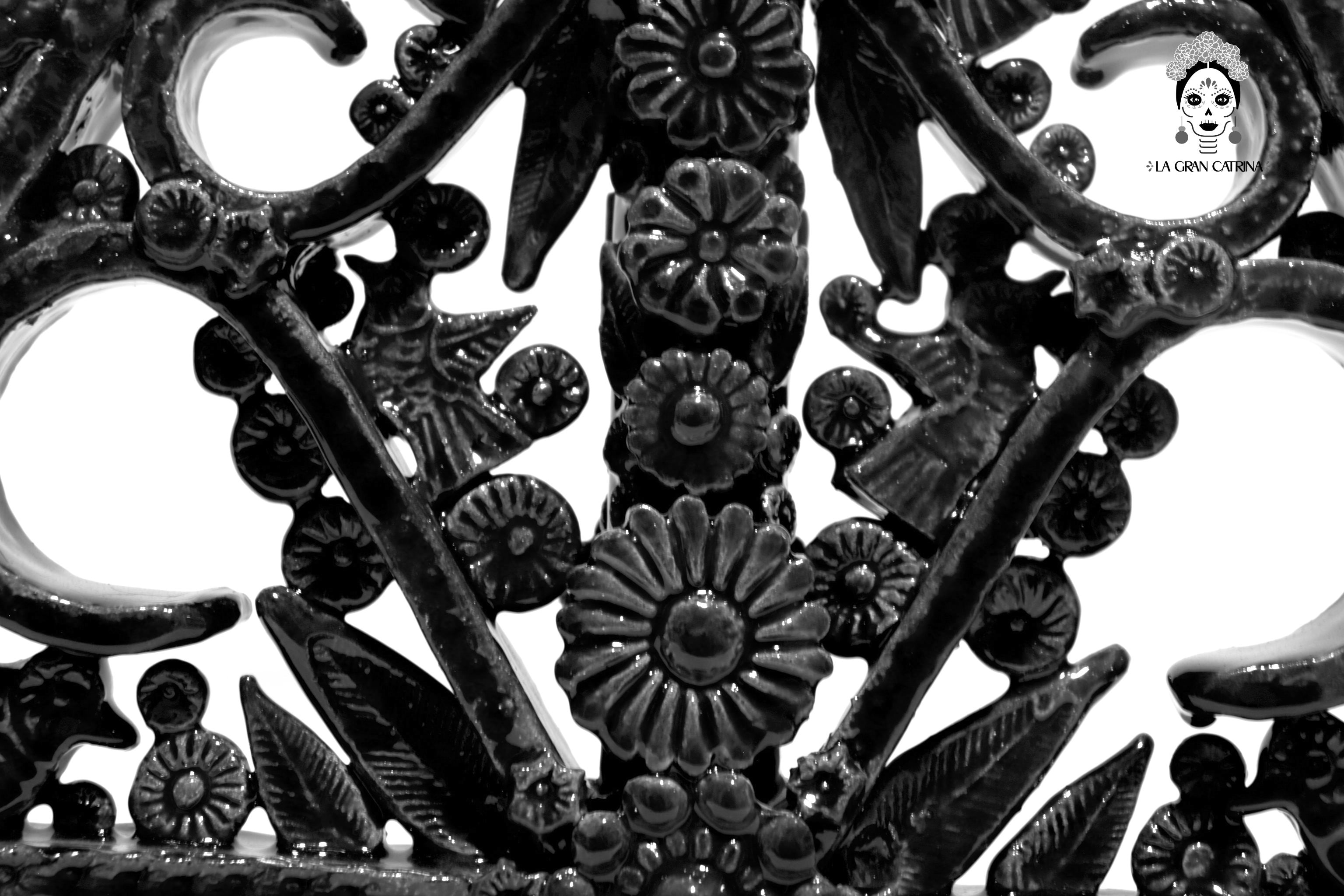 Candleholder Triangular black of 11-Candle - Glazed Clay - 20 in. Tereri
