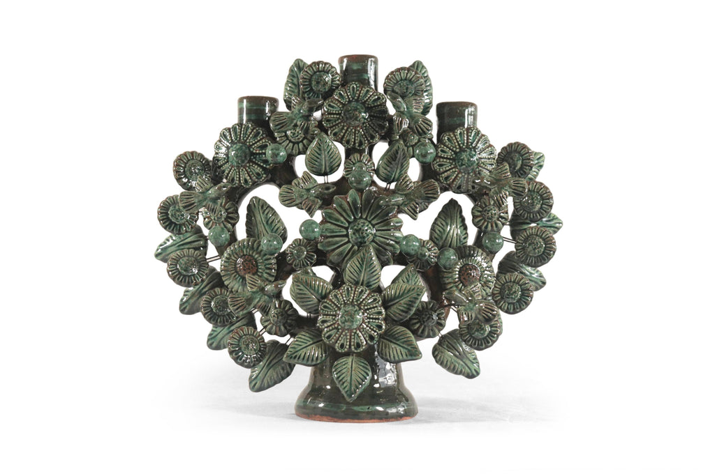 Tree of Life Medium Green - 3 Candles - 14.5 in. Montoya