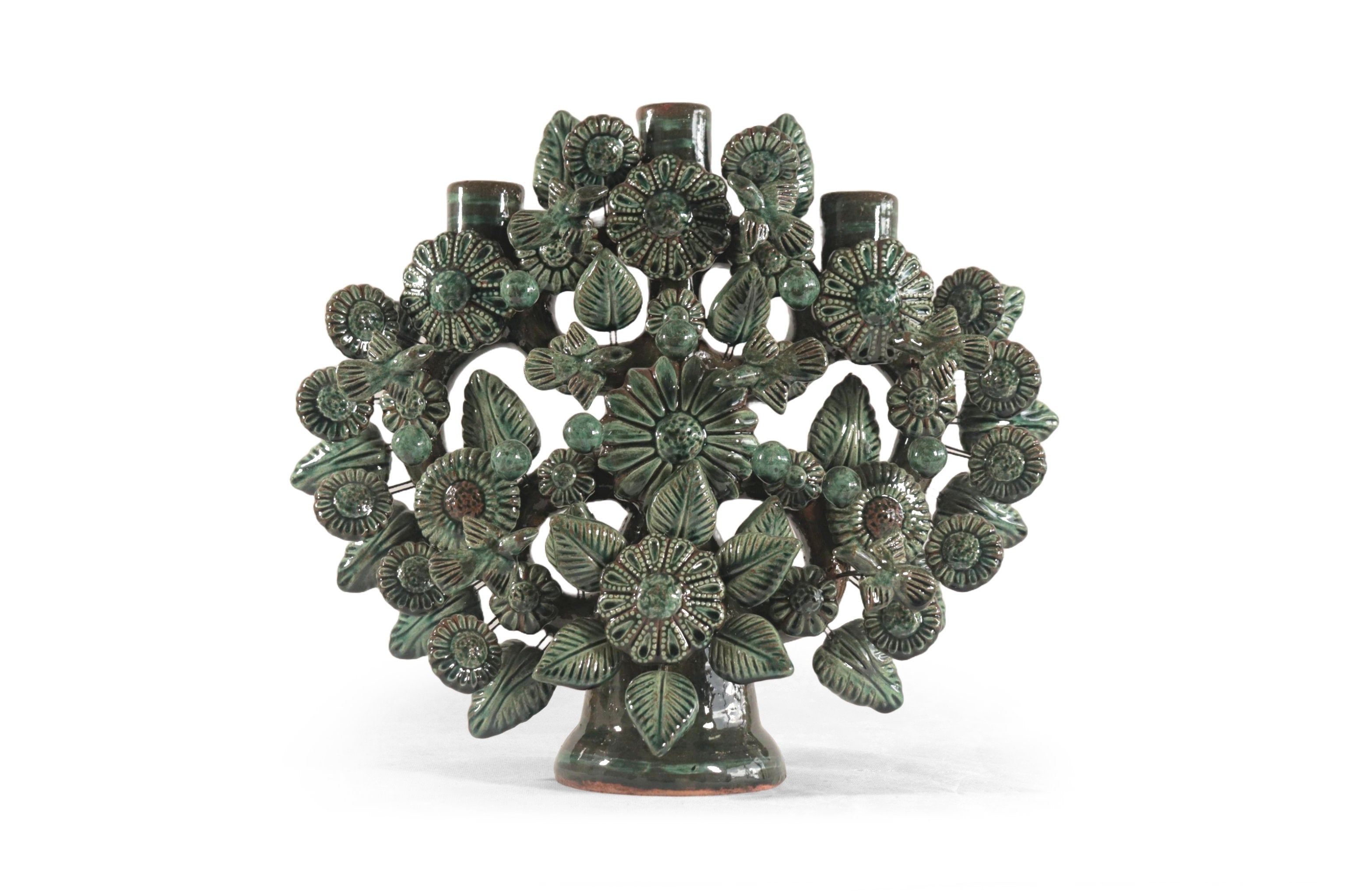 Tree of Life Medium Green - 3 Candles - 14.5 in. Montoya