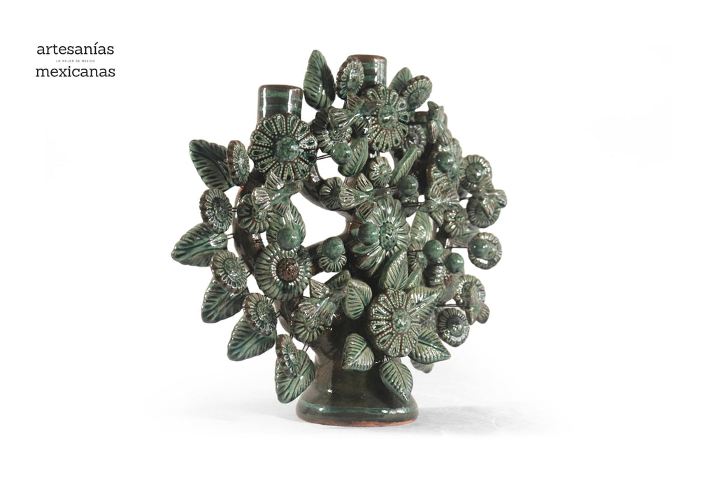 Tree of Life Medium Green - 3 Candles - 14.5 in. Montoya