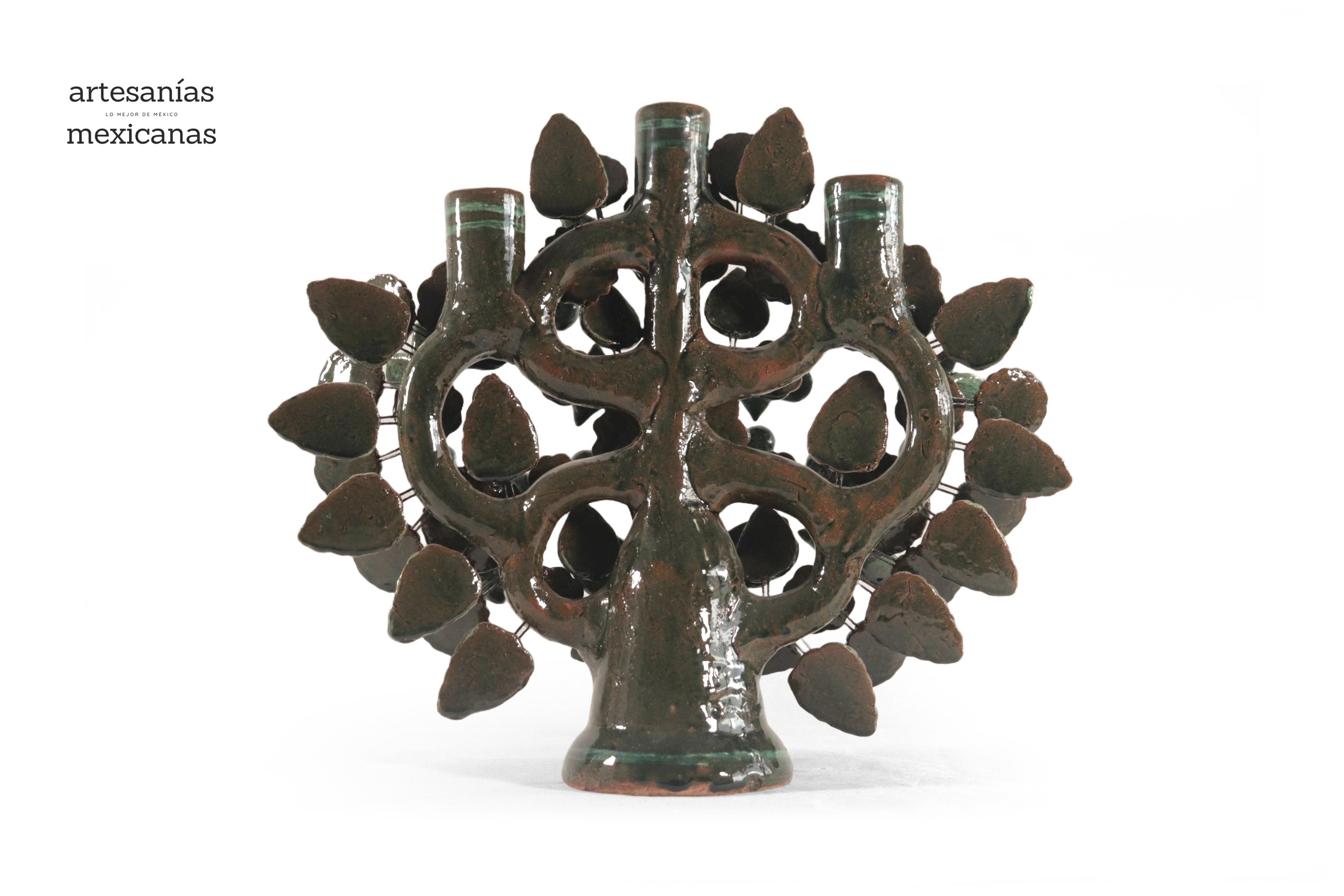 Tree of Life Medium Green - 3 Candles - 14.5 in. Montoya