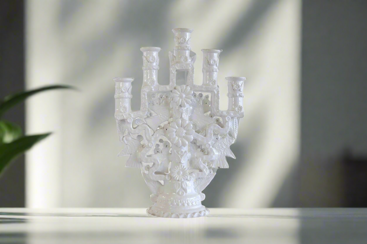 Candleholder of 5-Candle white - 10.2 in. Tereri