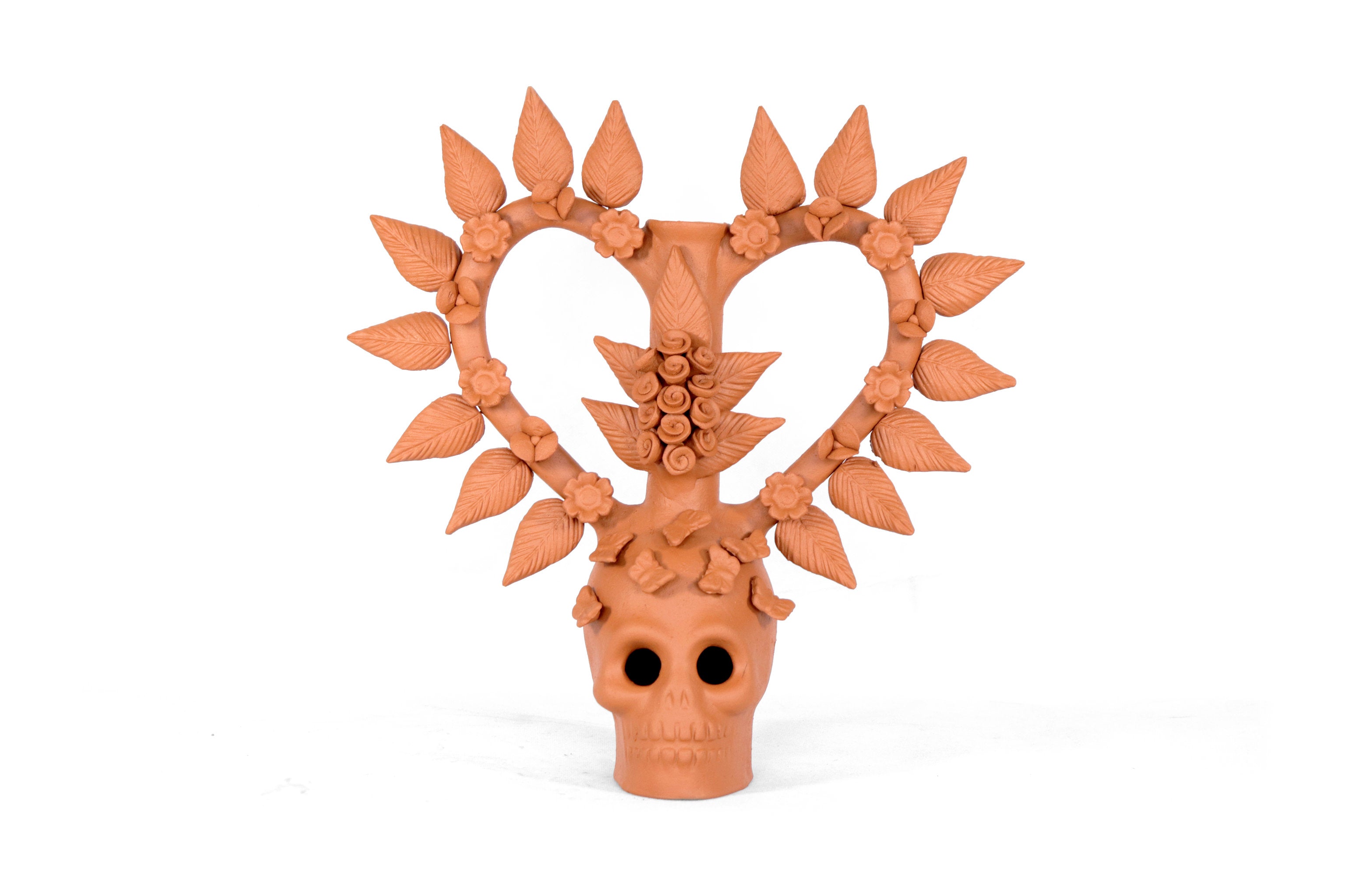 Candleholder Skull Natural Clay Tree Vida - 11.5 in. Pery