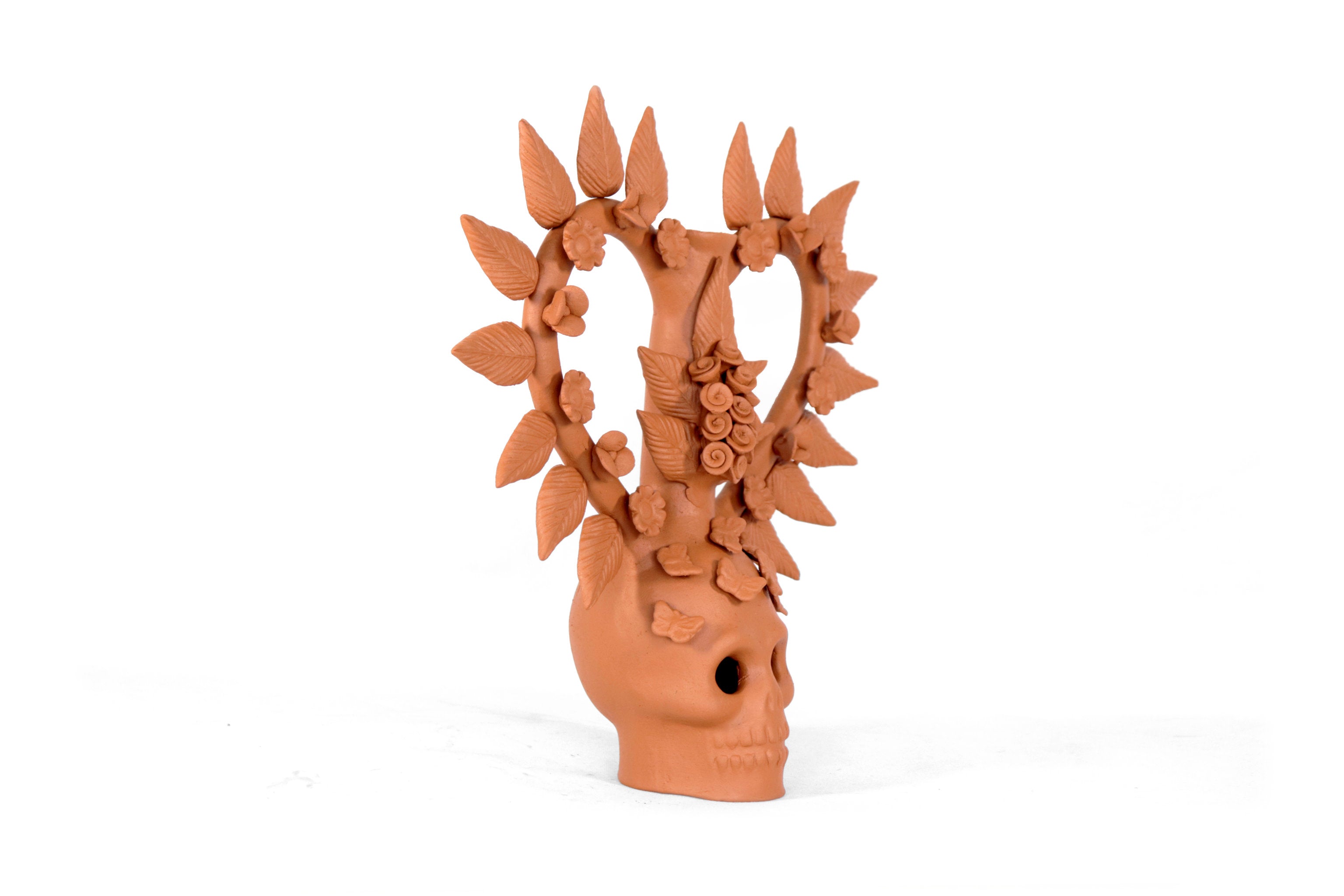 Candleholder Skull Natural Clay Tree Vida - 11.5 in. Pery