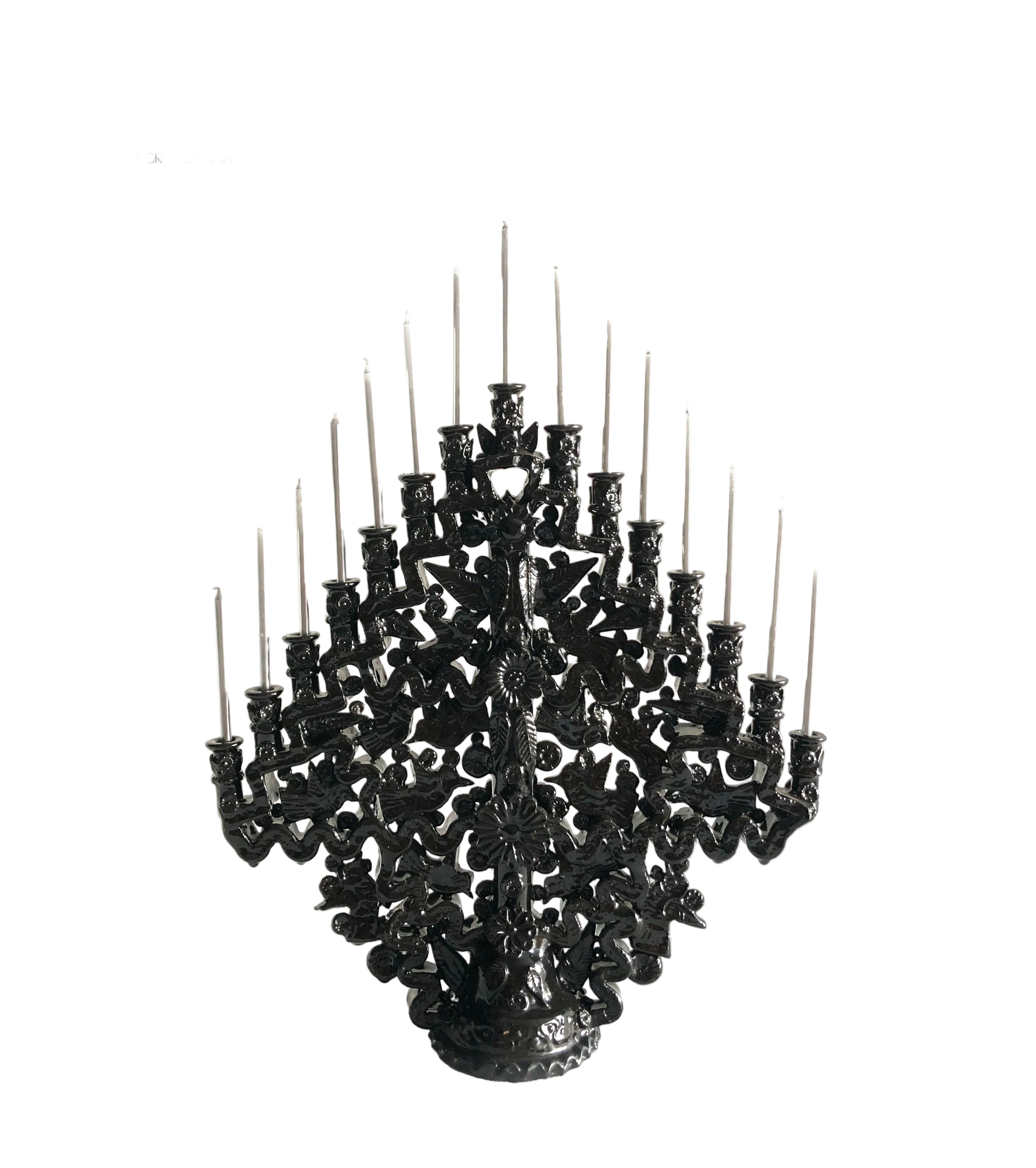 Candleholder black Wall of 15-Candle - Glazed Clay - 16 in. Tereri