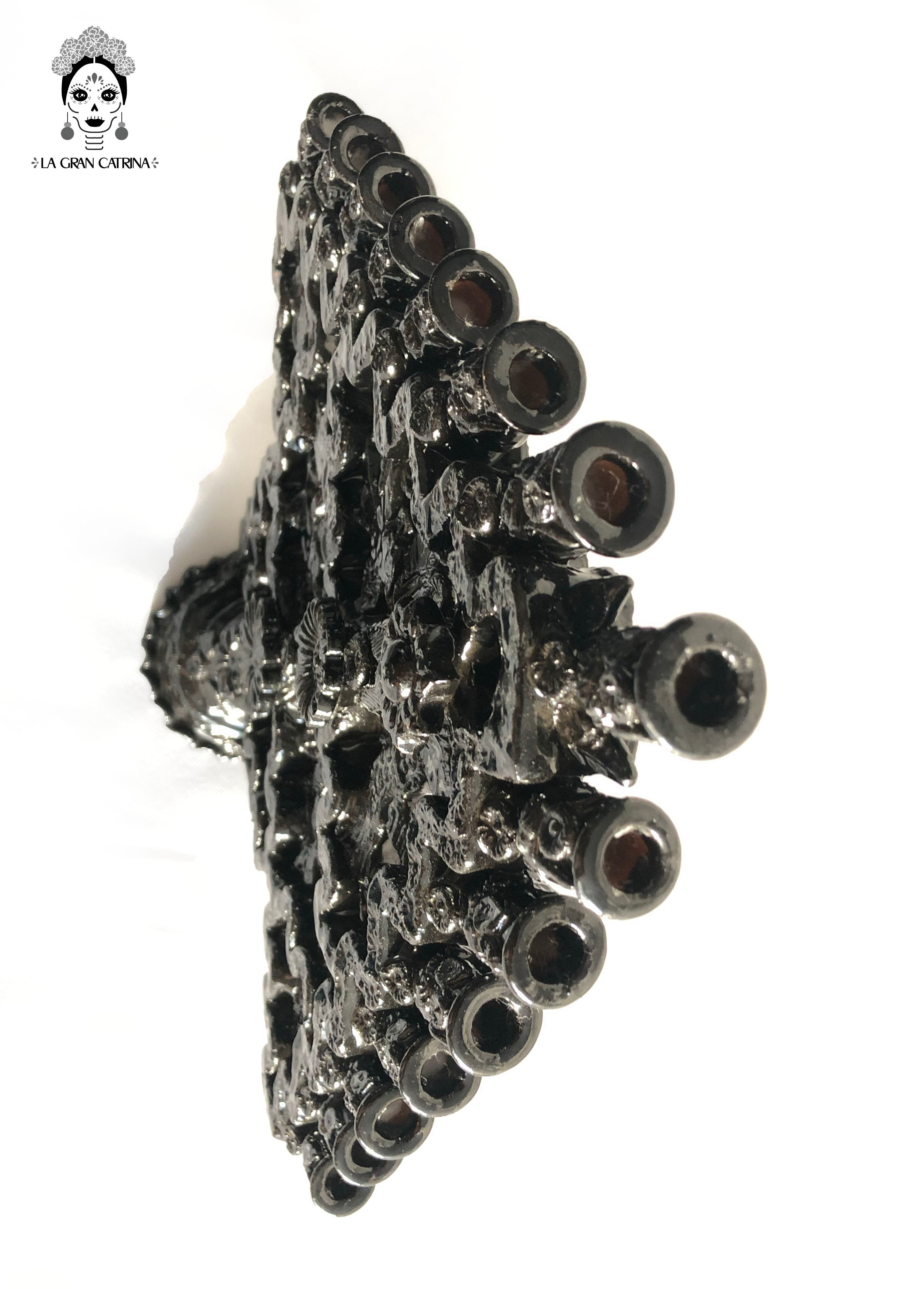 Candleholder black Wall of 15-Candle - Glazed Clay - 16 in. Tereri