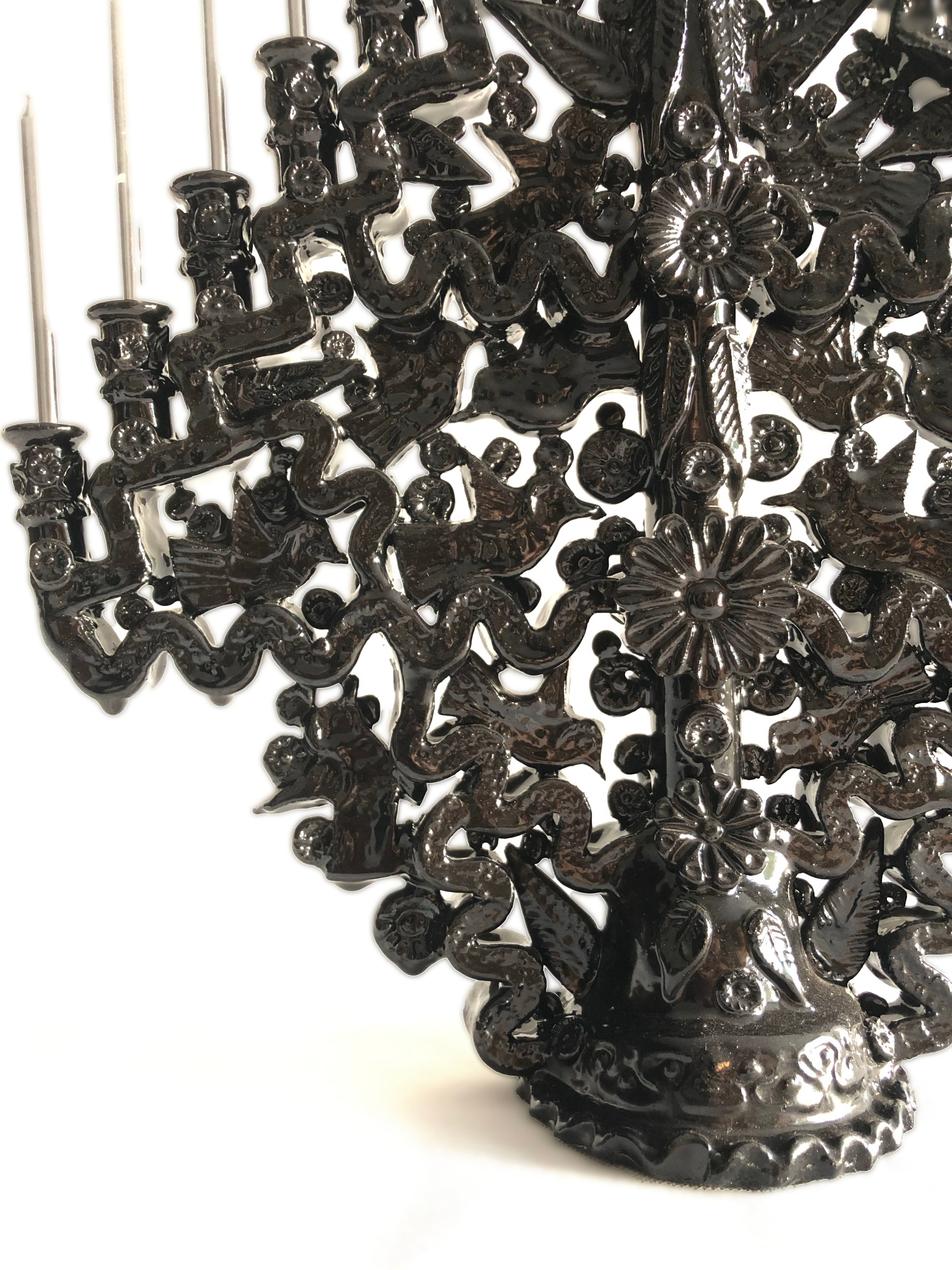 Candleholder black Wall of 15-Candle - Glazed Clay - 16 in. Tereri
