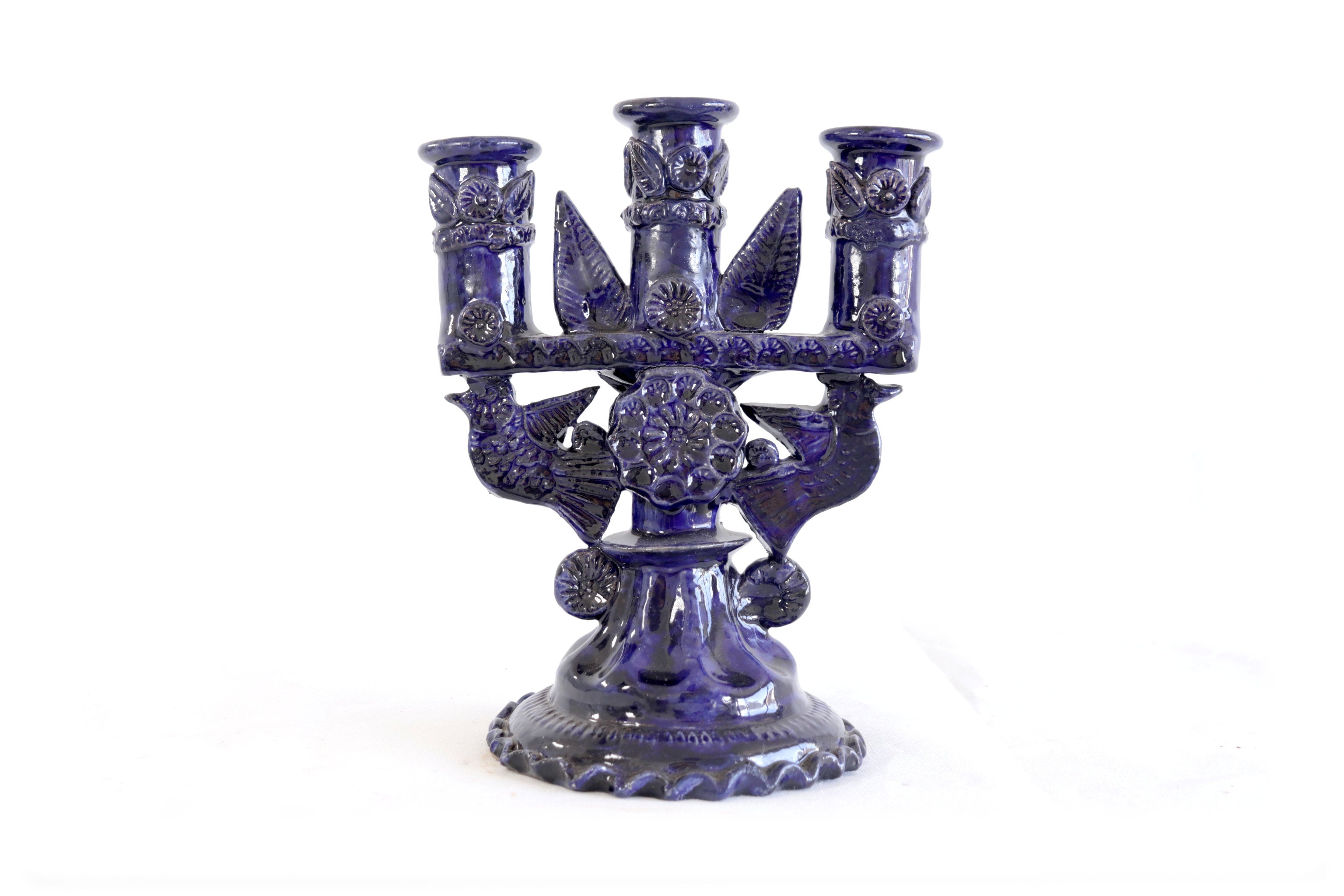 3-Candle Candleholder blue - 9 in. Tereri