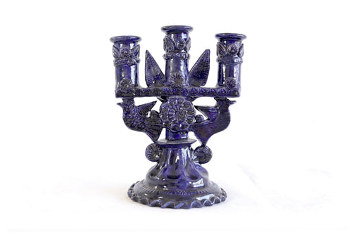 3-Candle Candleholder blue - 9 in. Tereri