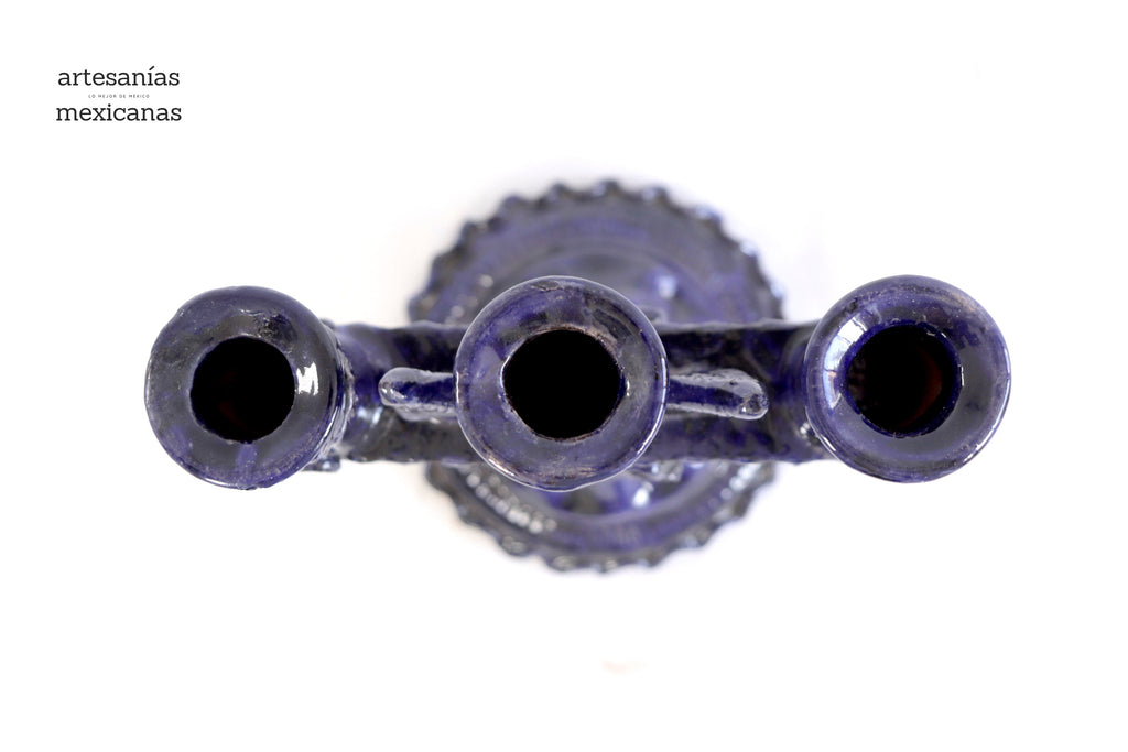 3-Candle Candleholder blue - 9 in. Tereri
