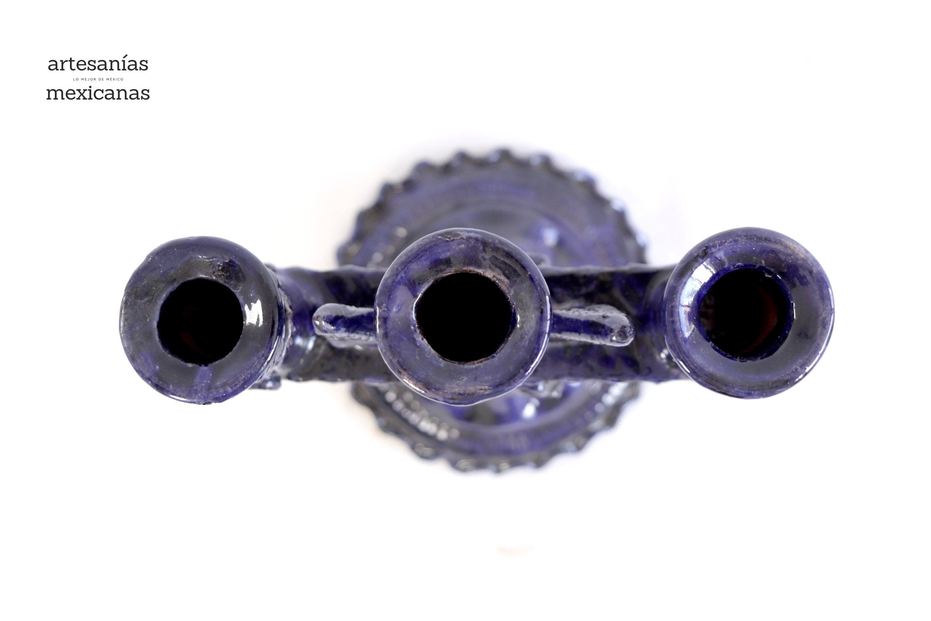 3-Candle Candleholder blue - 9 in. Tereri