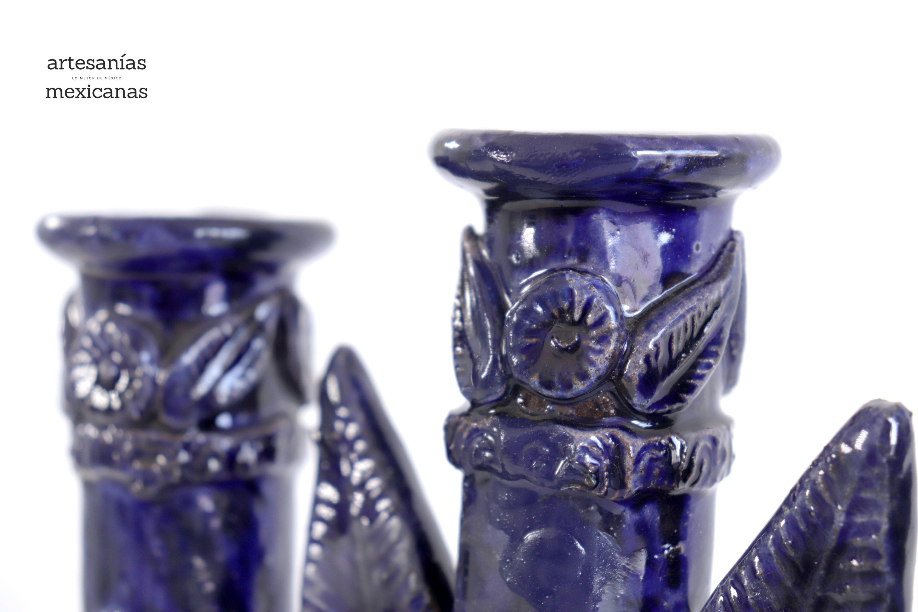 3-Candle Candleholder blue - 9 in. Tereri