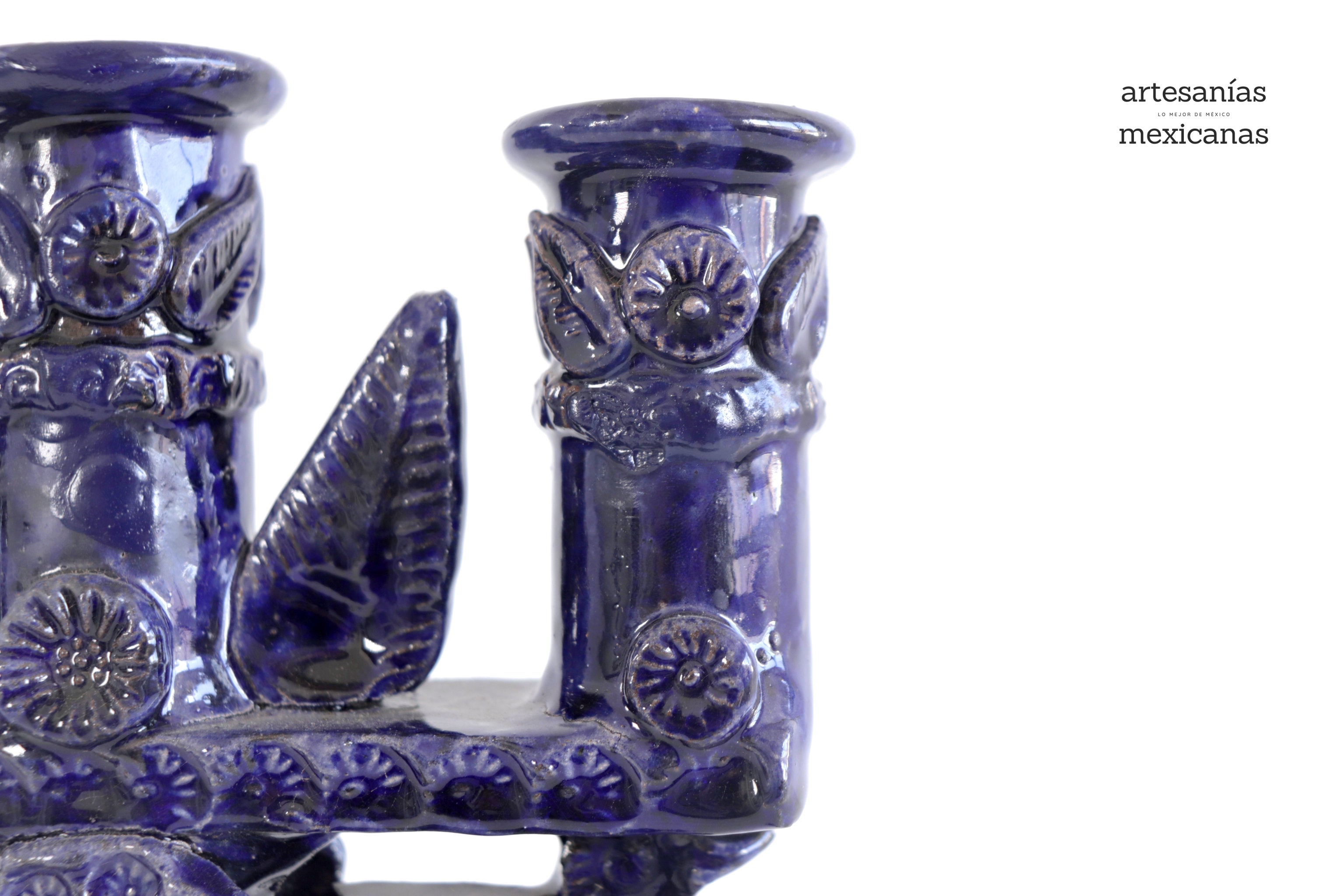 3-Candle Candleholder blue - 9 in. Tereri