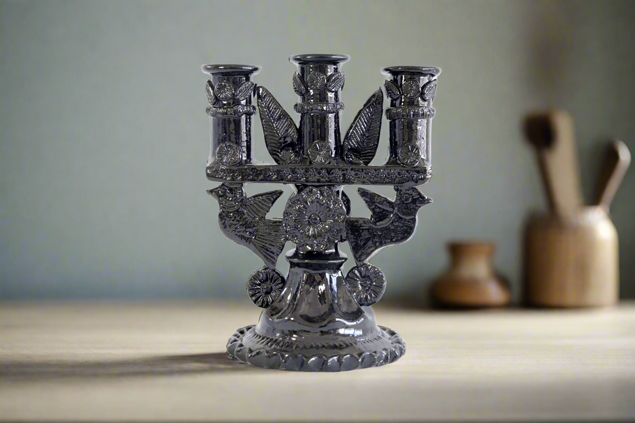 3-Candle Candleholder black - 9 in. Tereri