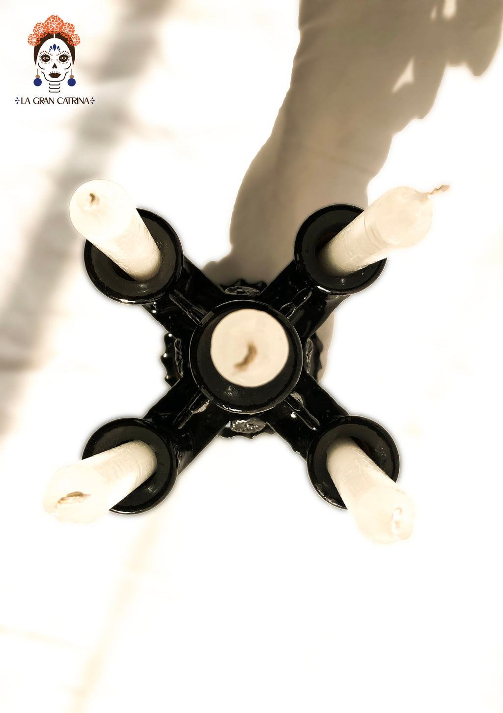 Candleholder black of 5-Candle - Glazed Clay - 11 in. Tereri