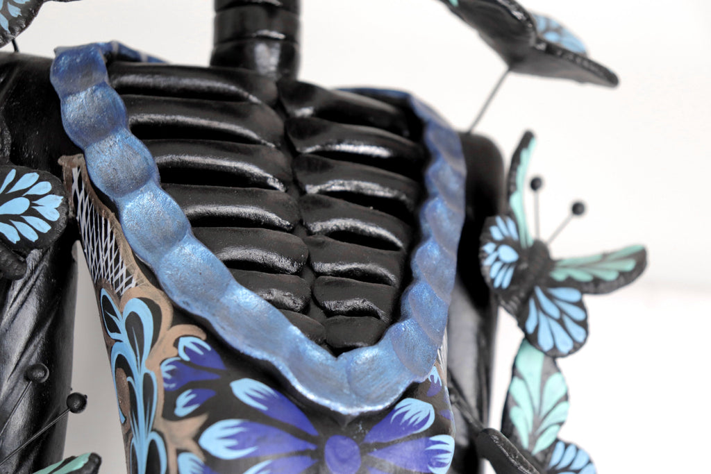Catrina black with Butterflies Blue - 40 in. Adan