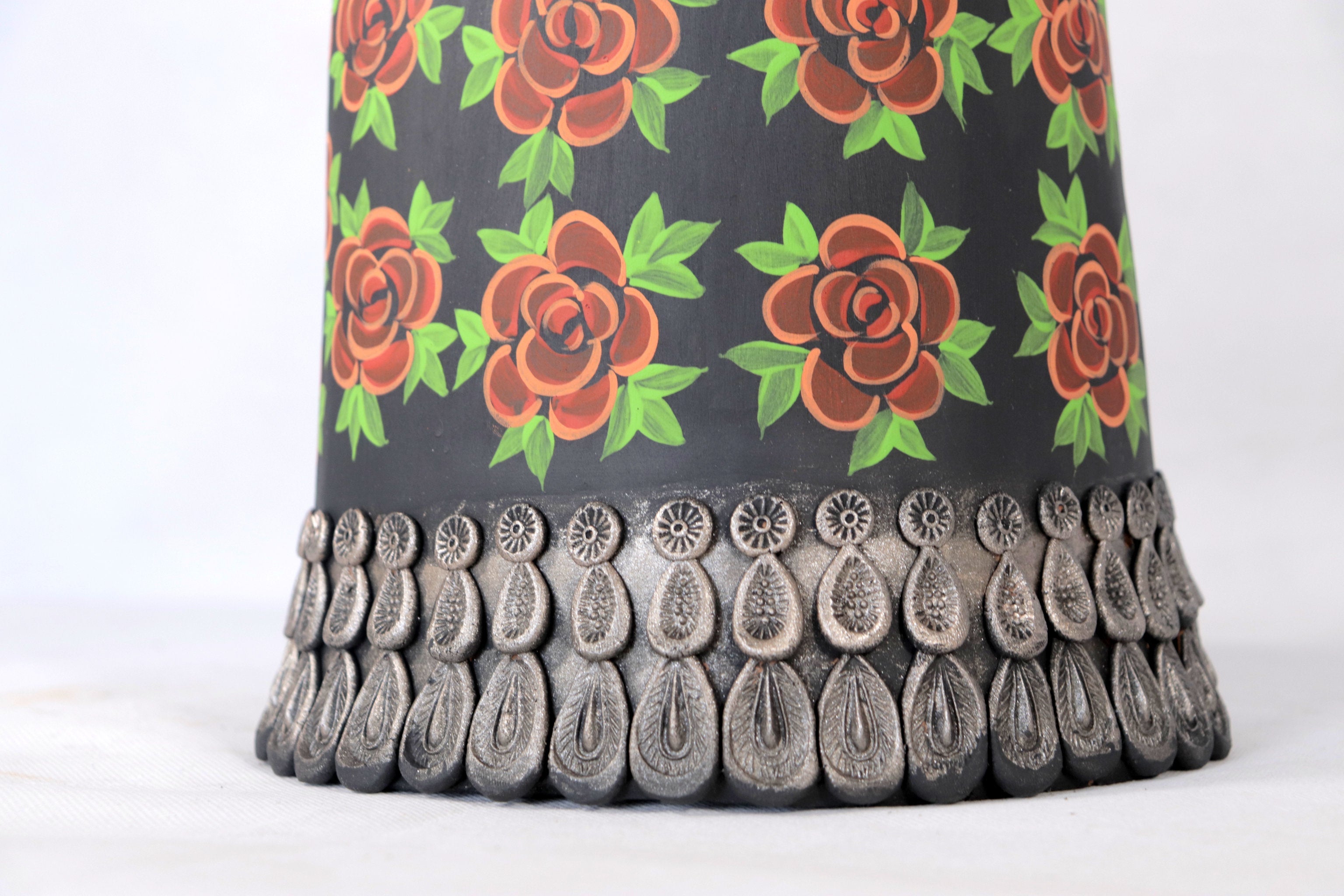 Catrina Garbancera vestida of red flowers - 40 in. - in. Production Adan