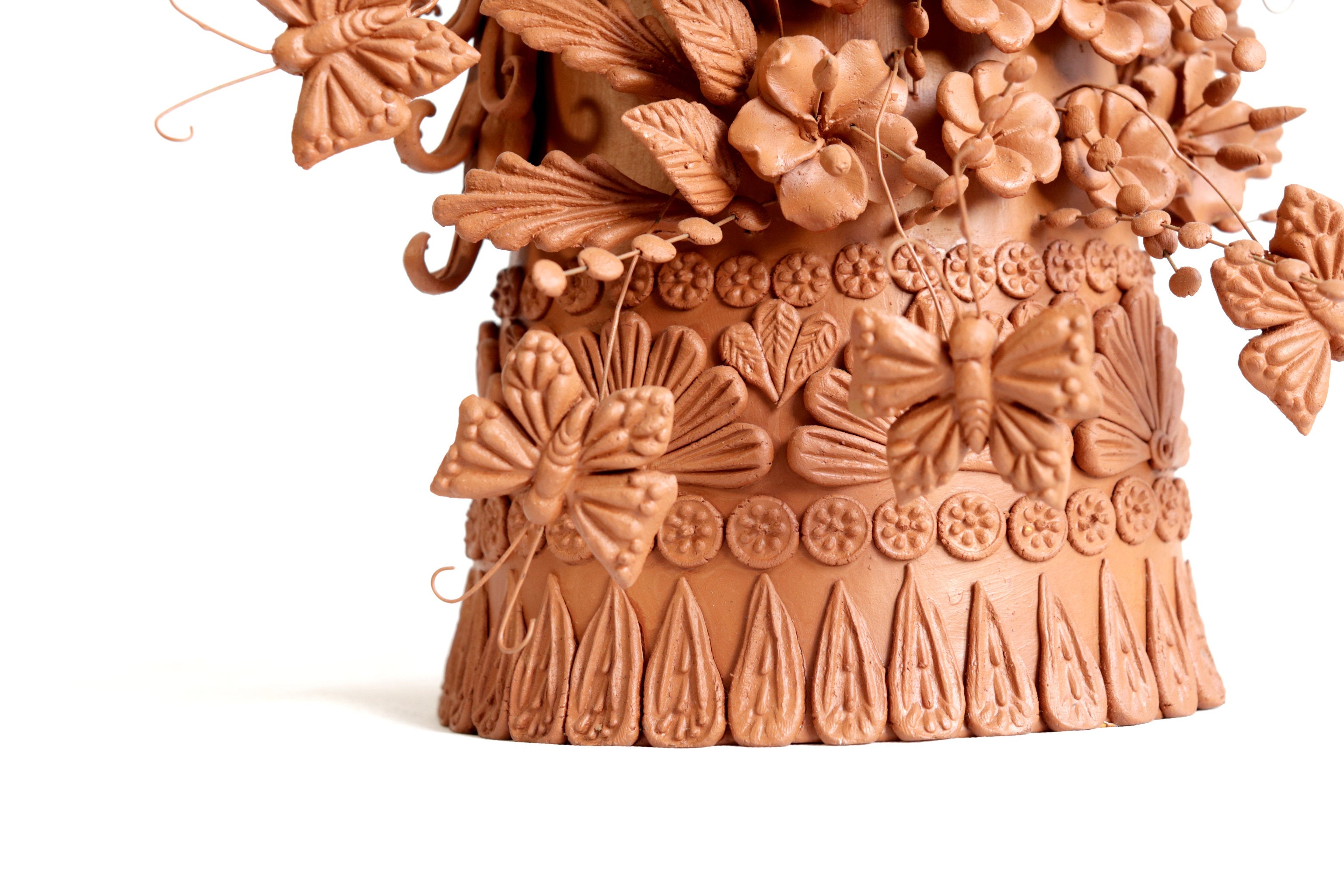 Handcrafted Clay Catrina with Butterflies - 25.5 in. - in. Production Misael Jacobo