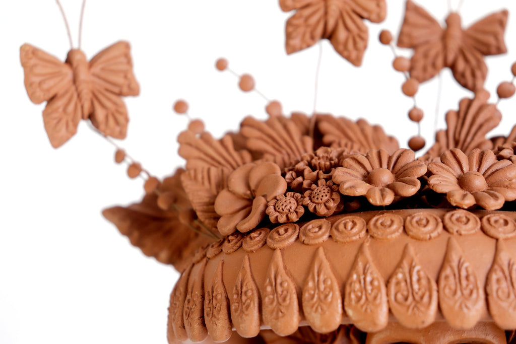 Handcrafted Clay Catrina with Butterflies - 25.5 in. - in. Production Misael Jacobo