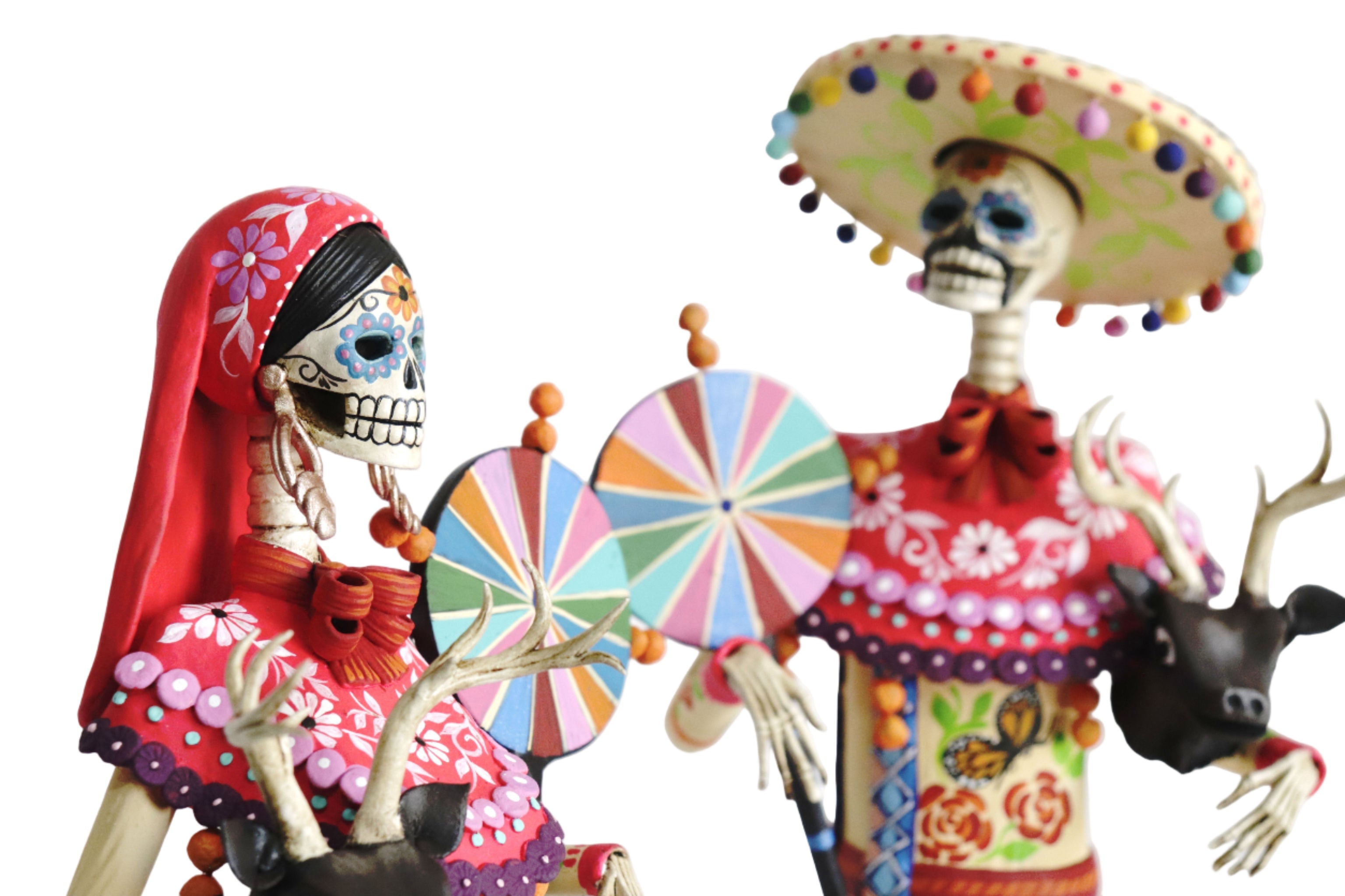 Pair of Catrines Huicholes - 20 in. Adan