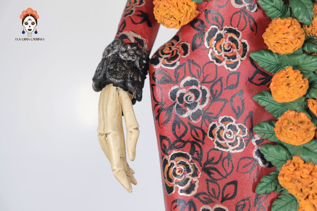 Catrina Elegante with Flowers of Marigold - 28 in. Carolina y Ramon de la Cruz