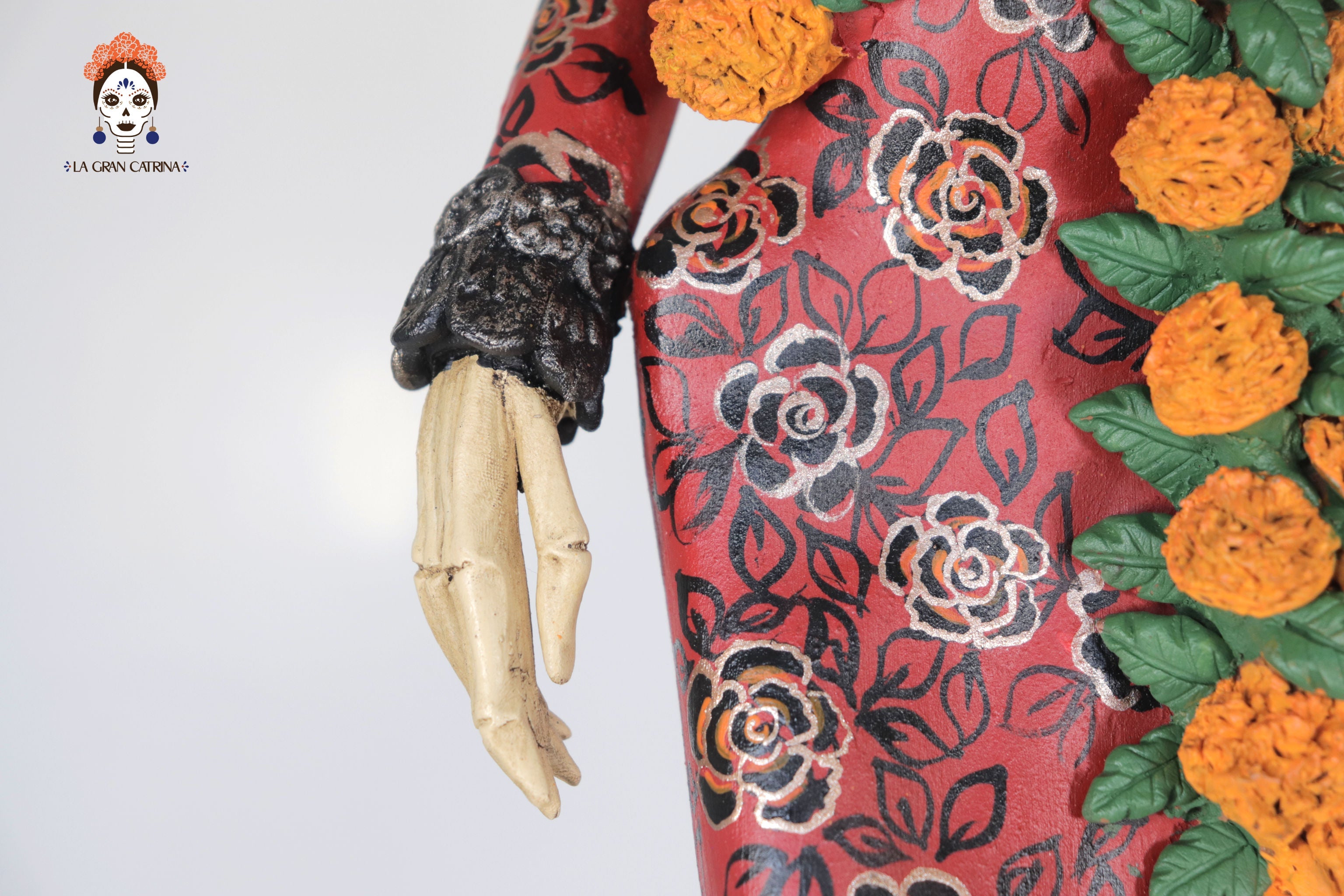 Catrina Elegante with Flowers of Marigold - 28 in. Carolina y Ramon de la Cruz