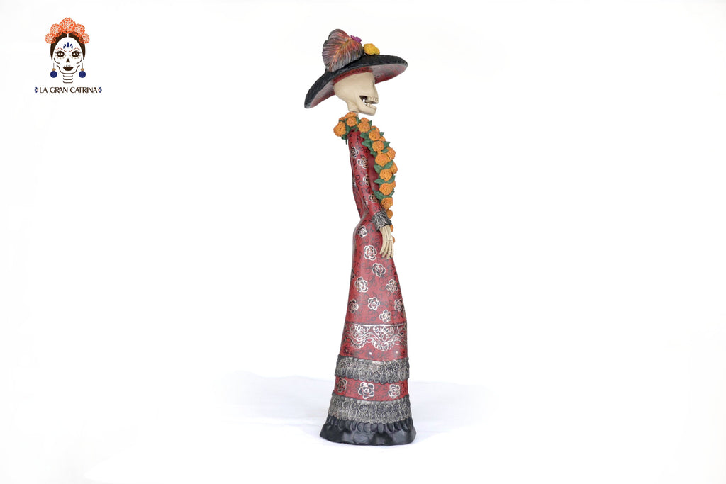 Catrina Elegante with Flowers of Marigold - 28 in. Carolina y Ramon de la Cruz