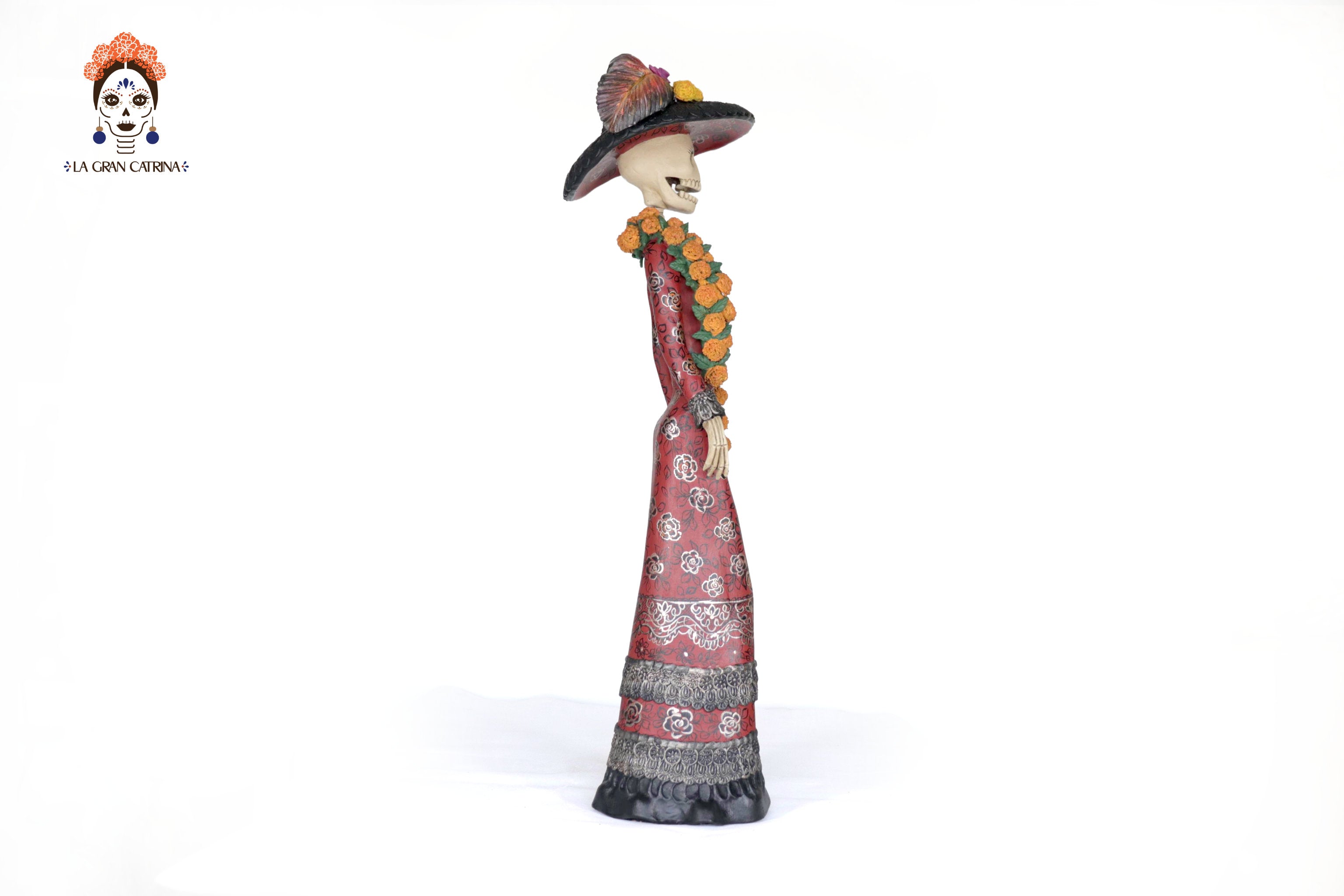 Catrina Elegante with Flowers of Marigold - 28 in. Carolina y Ramon de la Cruz