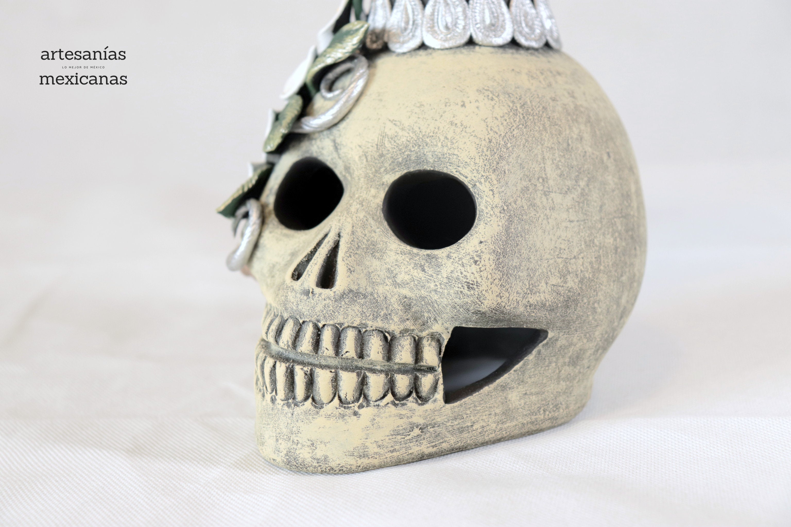 Catrina with red flowers on skull - 19 in. - in. Production Adan