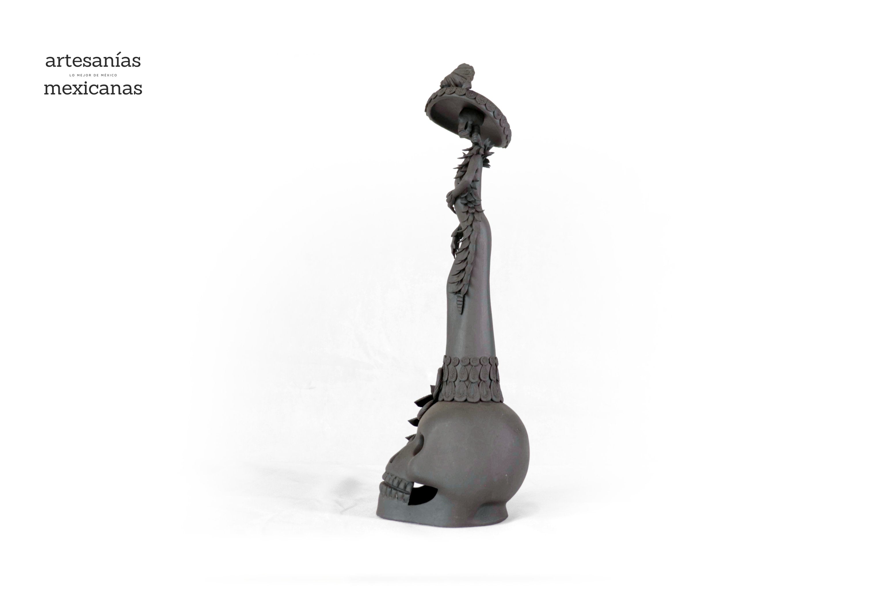 Catrina black on skull - 19 in. Adan
