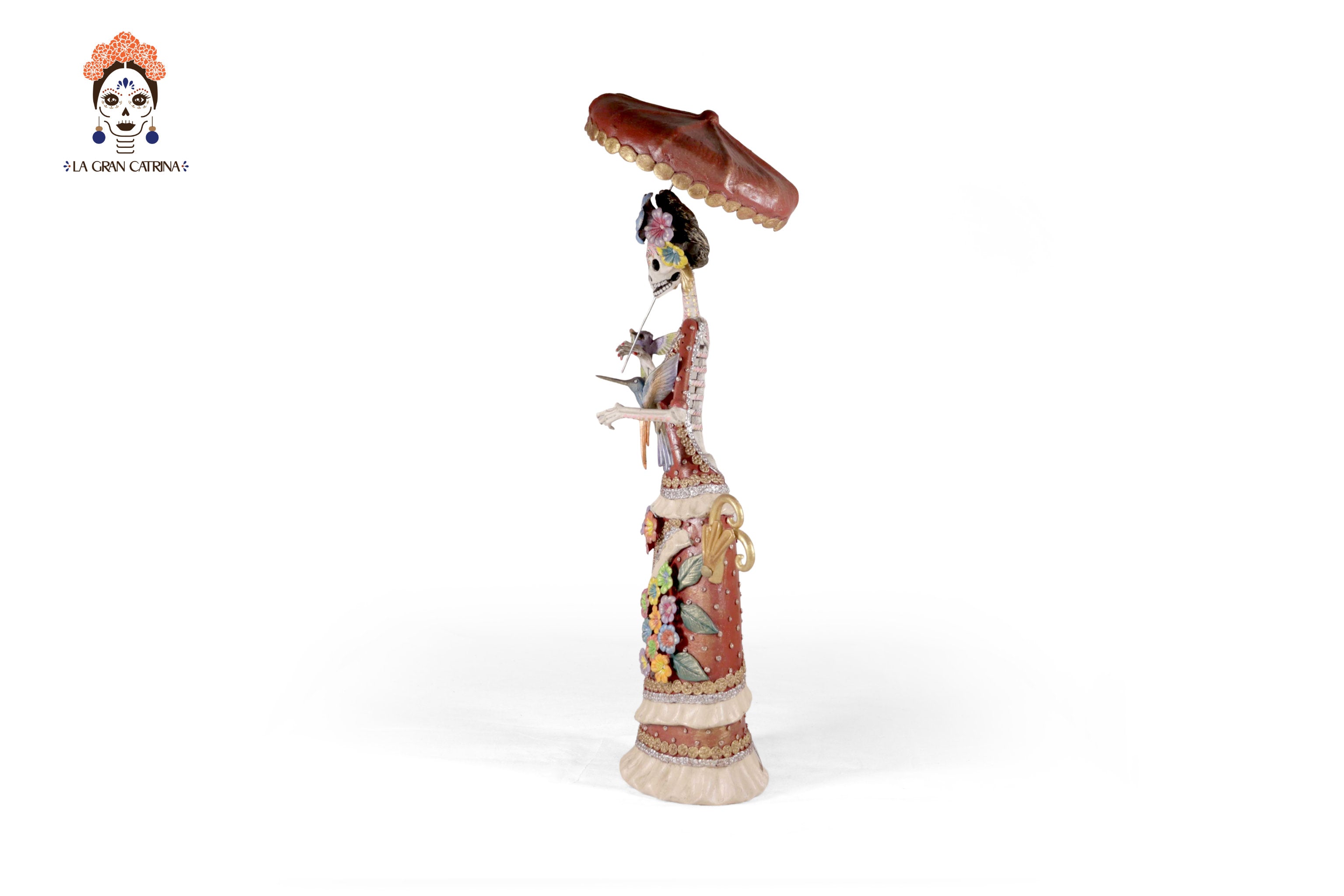 Catrina flowereada with Birds and sombrilla - 19 in. Laureano