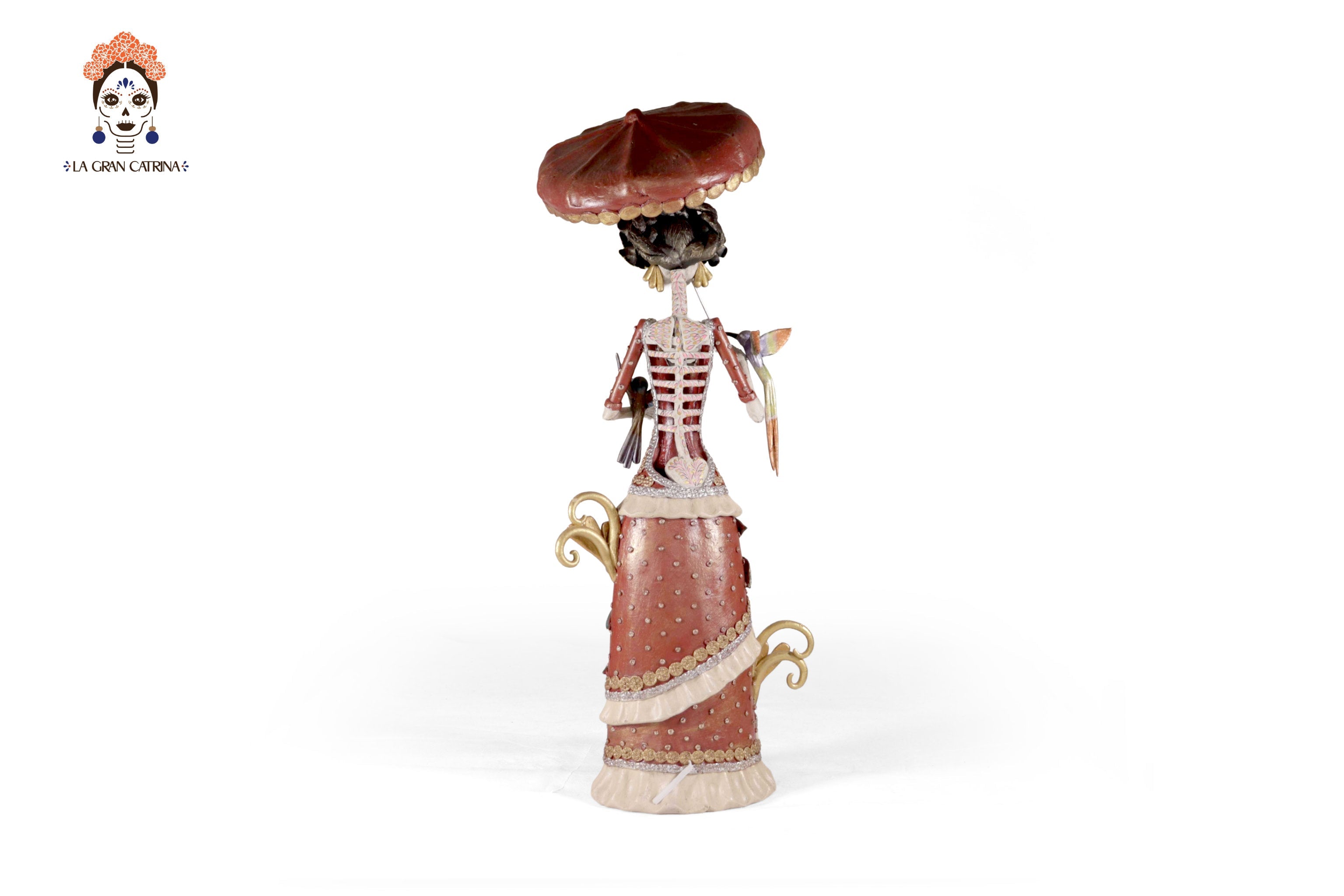 Catrina flowereada with Birds and sombrilla - 19 in. Laureano