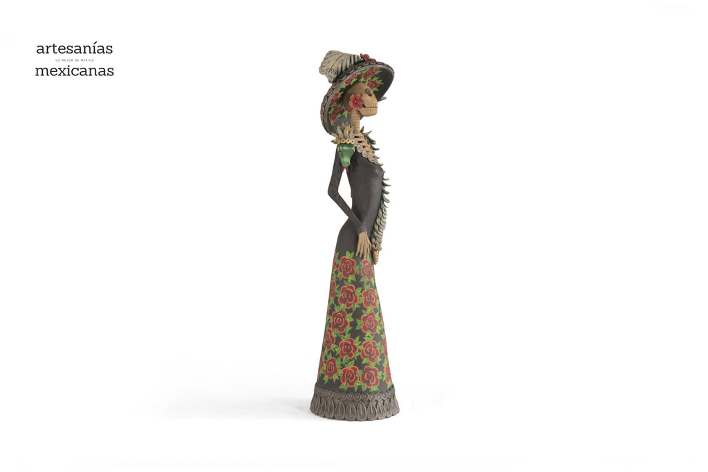 La Frida with la serpiente with Flowers orange - 18 in. Adan