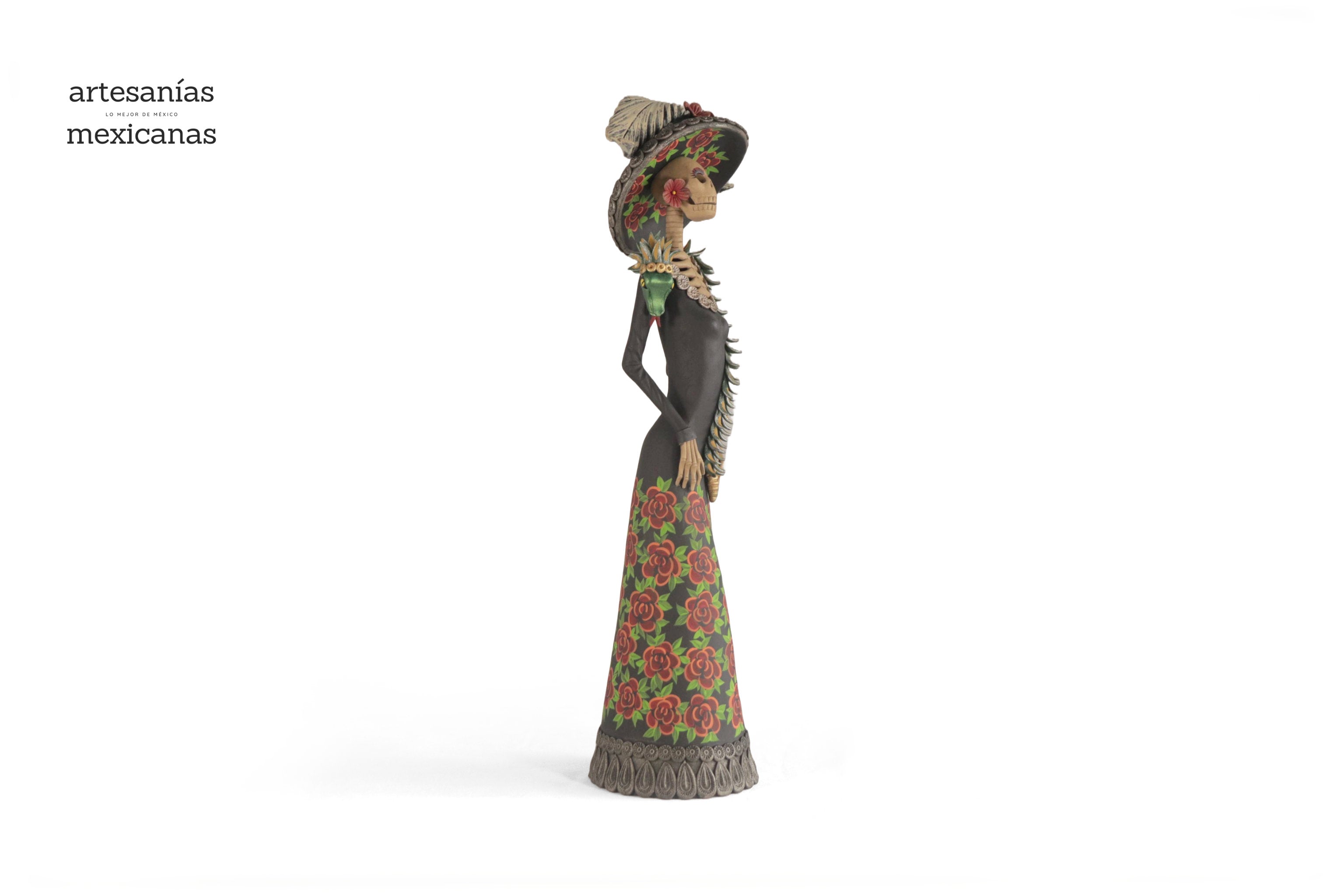 La Frida with la serpiente with Flowers orange - 18 in. Adan