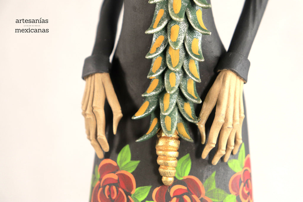 La Frida with la serpiente with Flowers orange - 18 in. Adan