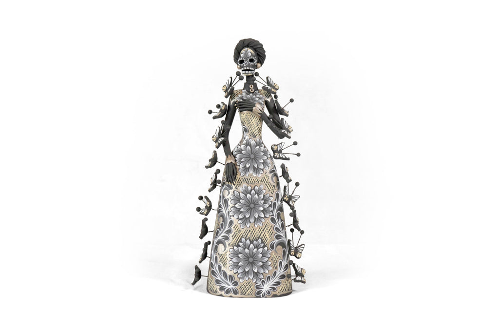 Catrina of butterflies gray and yellow - 12 in. Adan