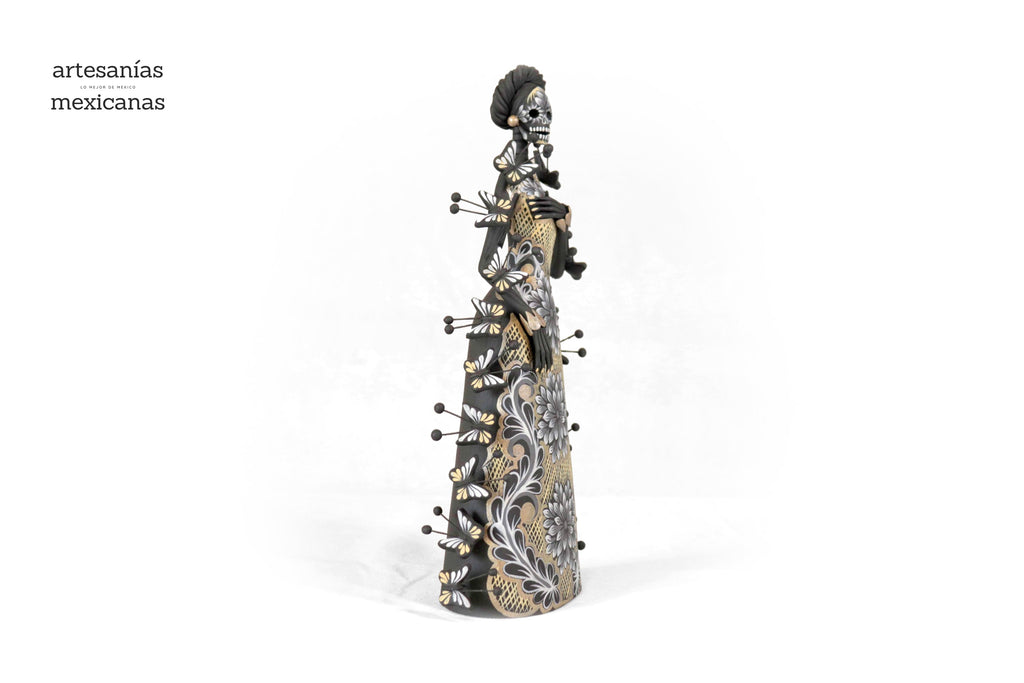 Catrina of butterflies gray and yellow - 12 in. Adan