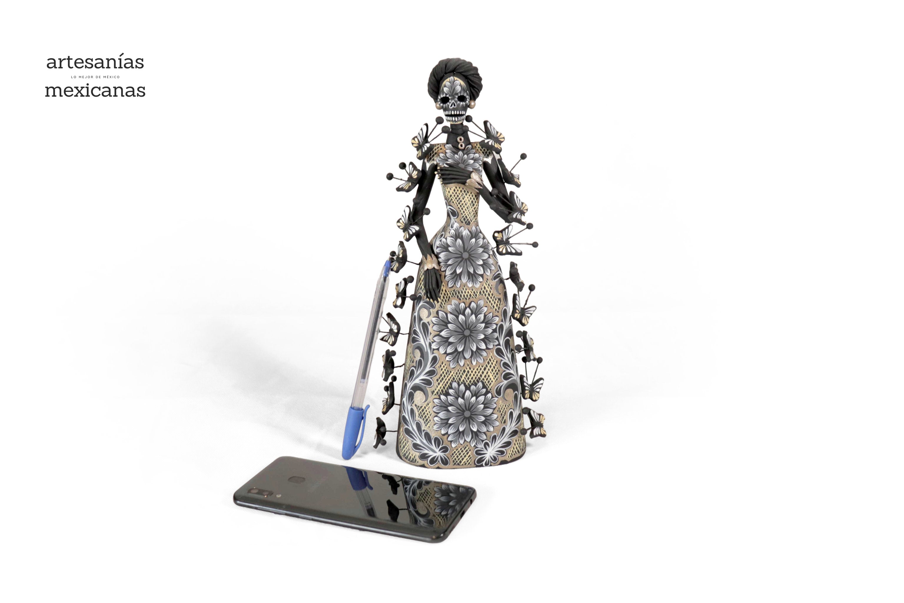 Catrina of butterflies gray and yellow - 12 in. Adan