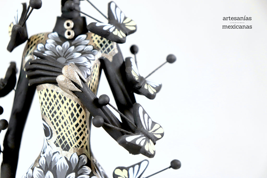 Catrina of butterflies gray and yellow - 12 in. Adan