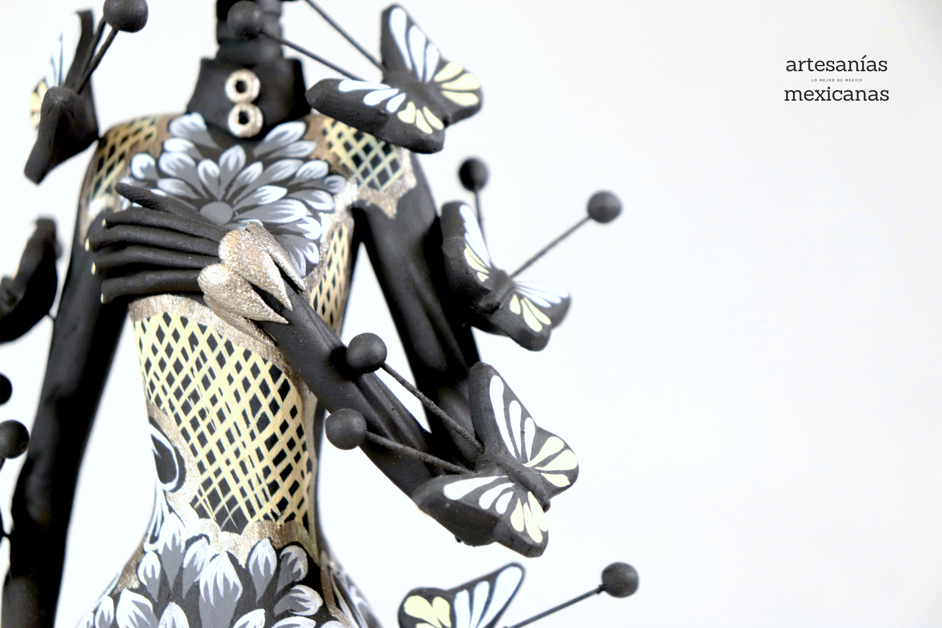 Catrina of butterflies gray and yellow - 12 in. Adan