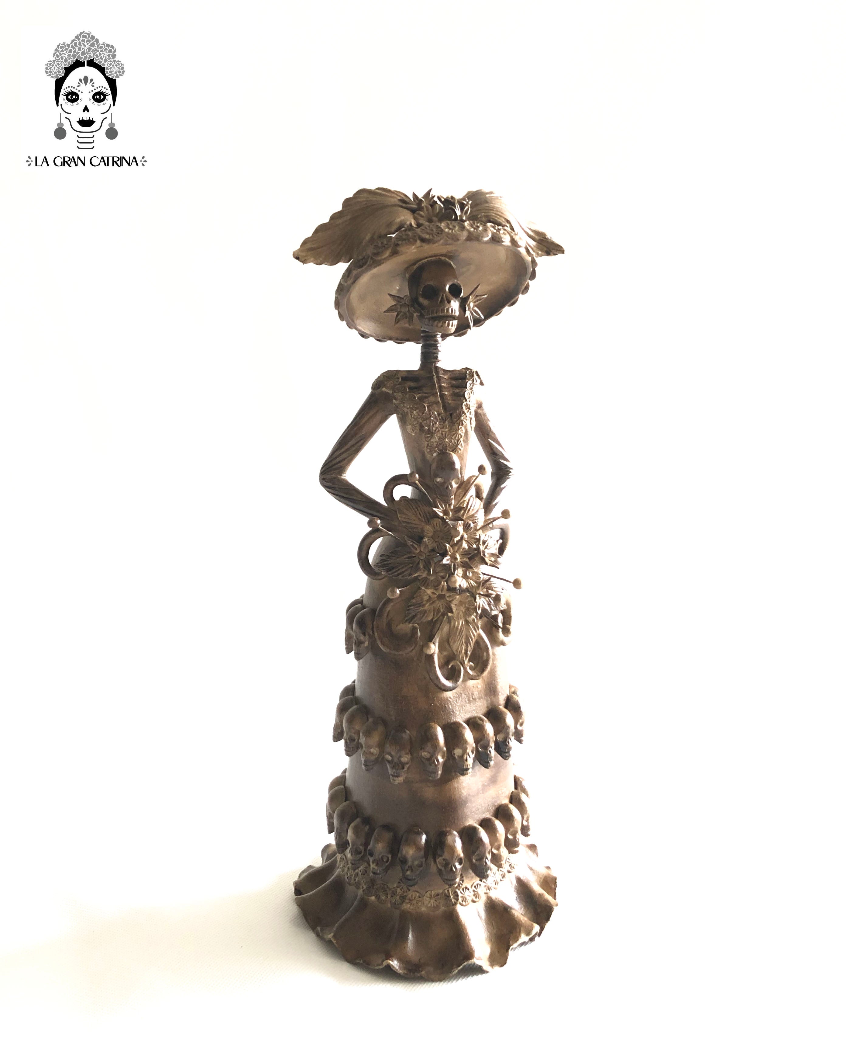 Catrina with vestido of calaveritas - 12 in. - in. Production Adan