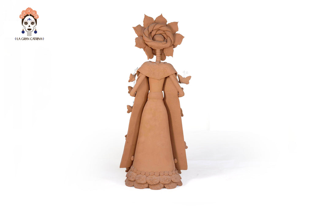 Catrina with Headdress with Flowers marigold 16.9 in. Carlos Ayala Capula
