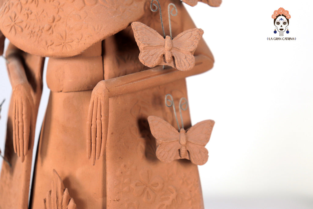 Catrina with Headdress with Flowers marigold 16.9 in. Carlos Ayala Capula