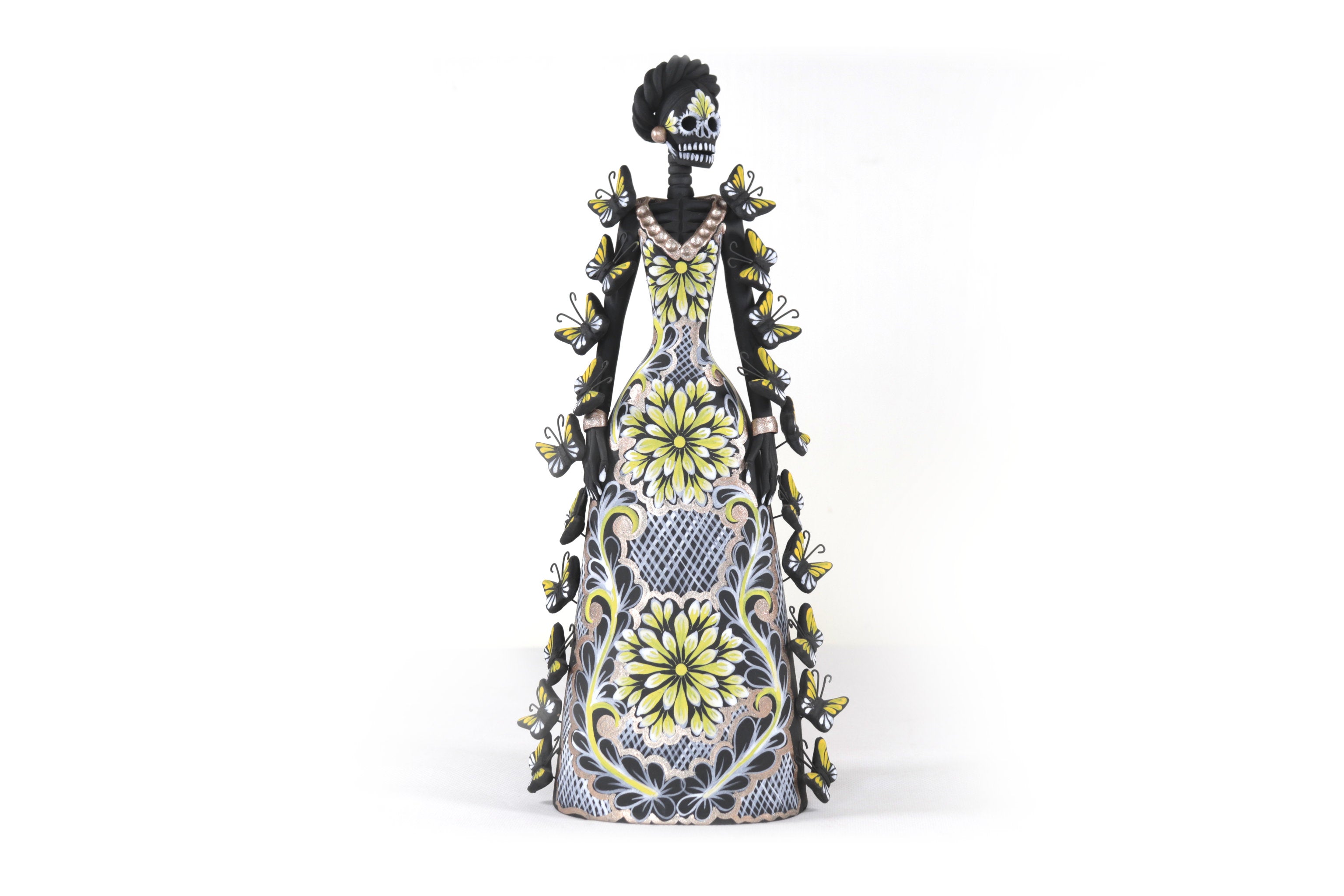 Catrina of butterflies White and yellow - 12 in. - in. Production Adan
