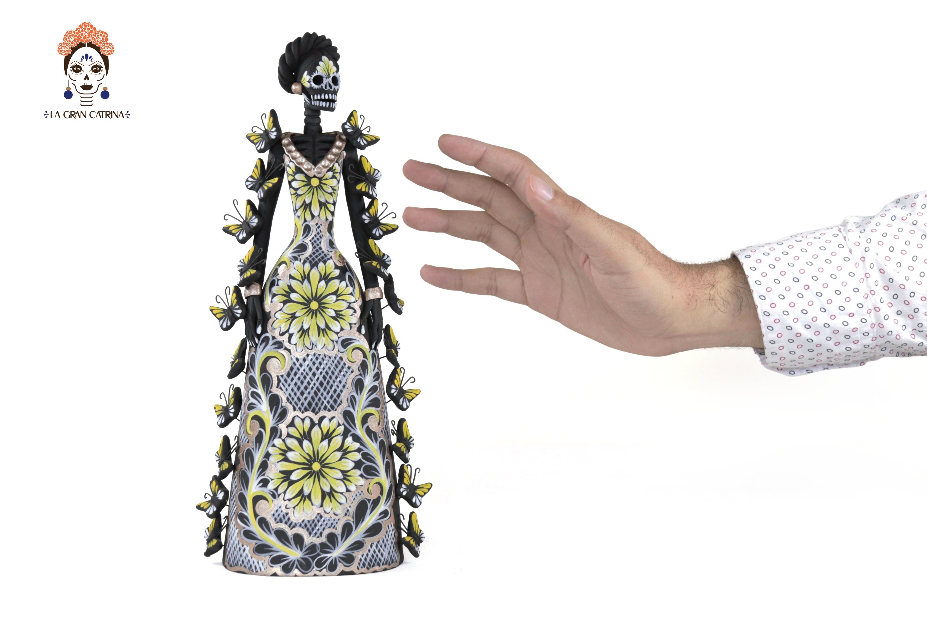 Catrina of butterflies White and yellow - 12 in. - in. Production Adan